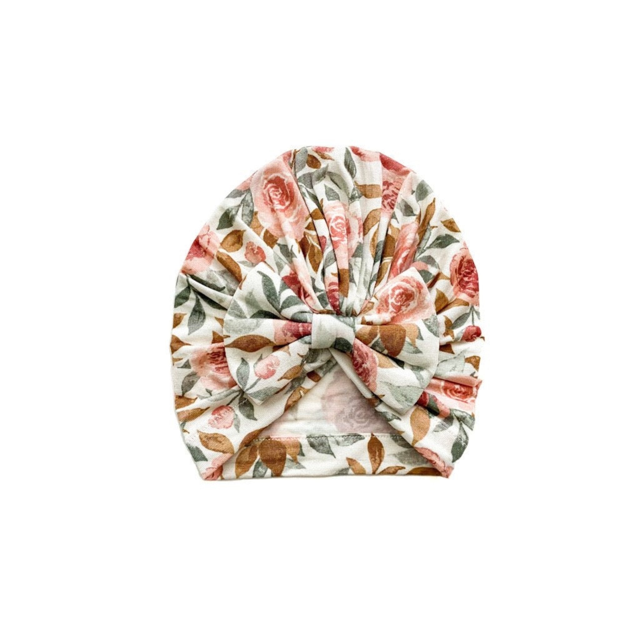 Bow Turban Hat - Dusty Pink Floral