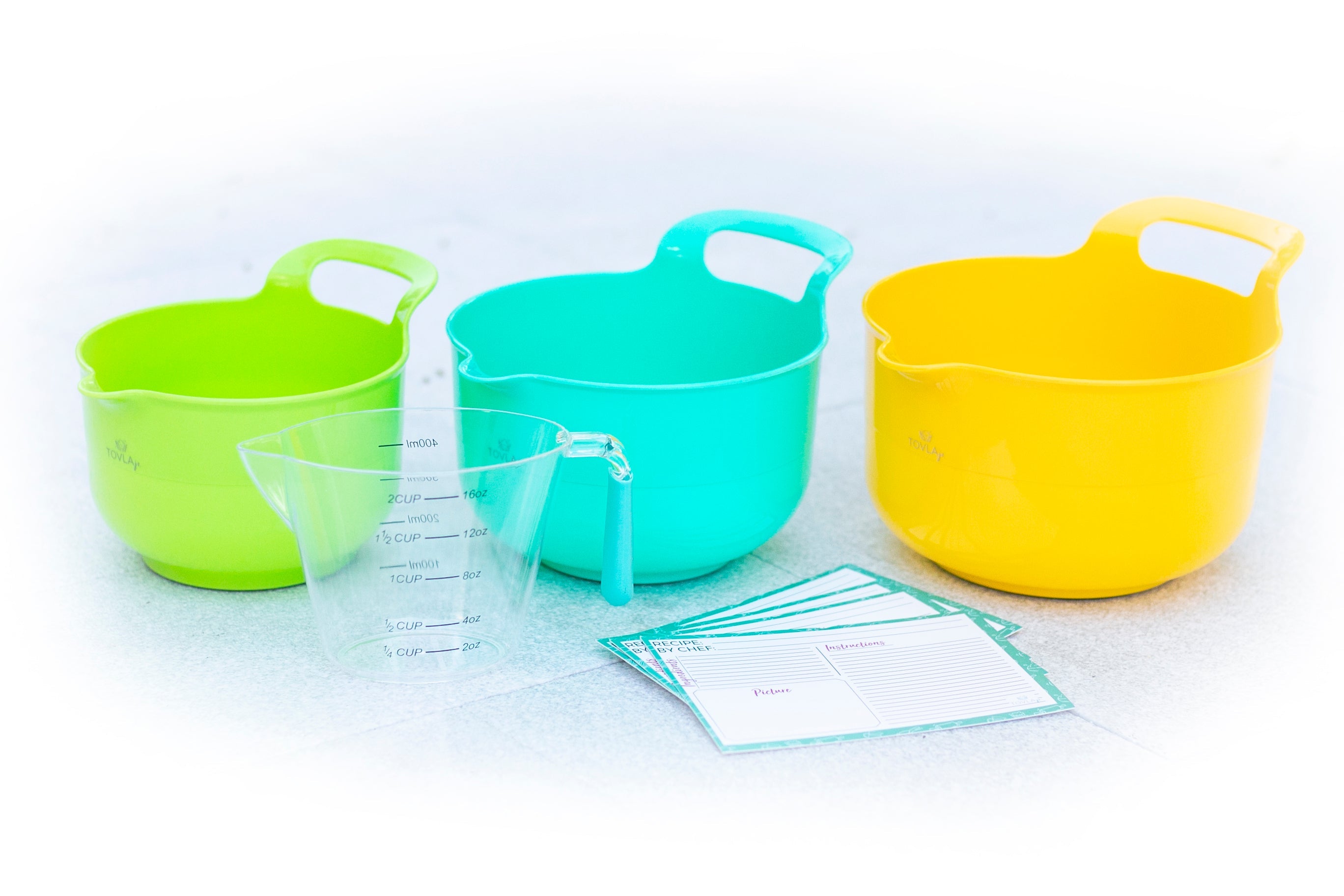 Tovla Jr. Kids Measure & Prep Kit | Colorful Mixing Bowls & Measuring Cup Set