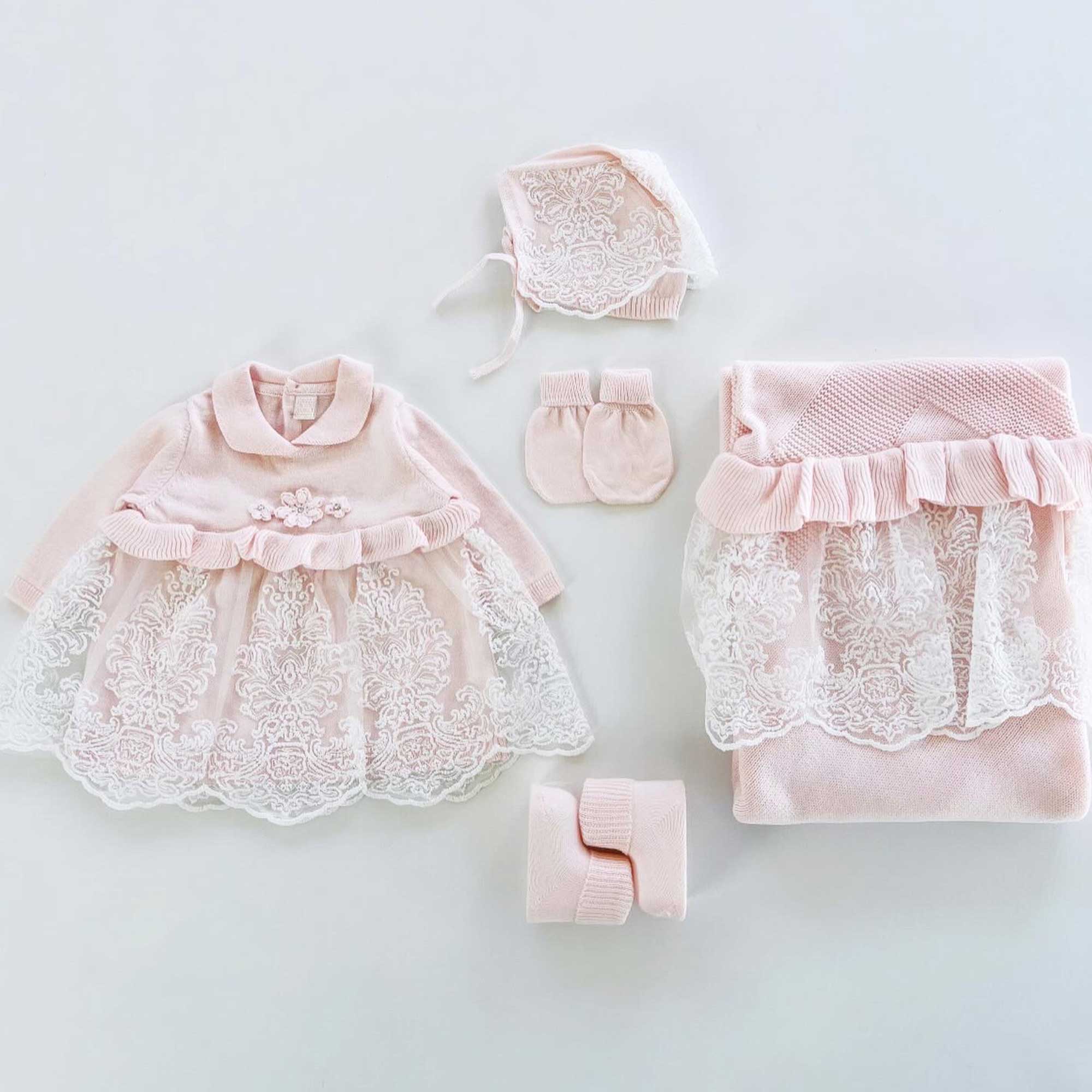 Brea Pink Knit Newborn Coming Home Set (5 Pcs)
