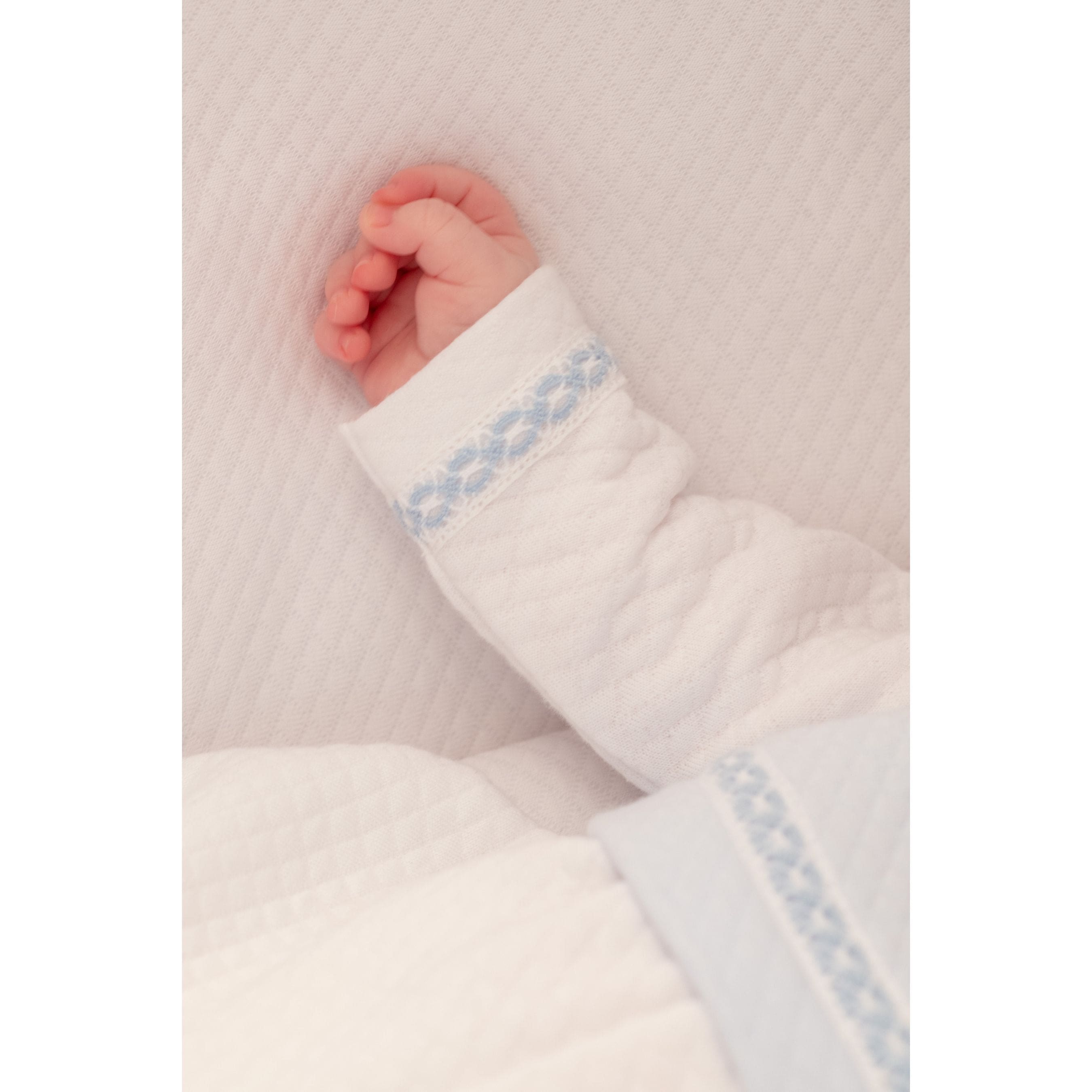 Baby White & Blue Cotton Gown Set (3)