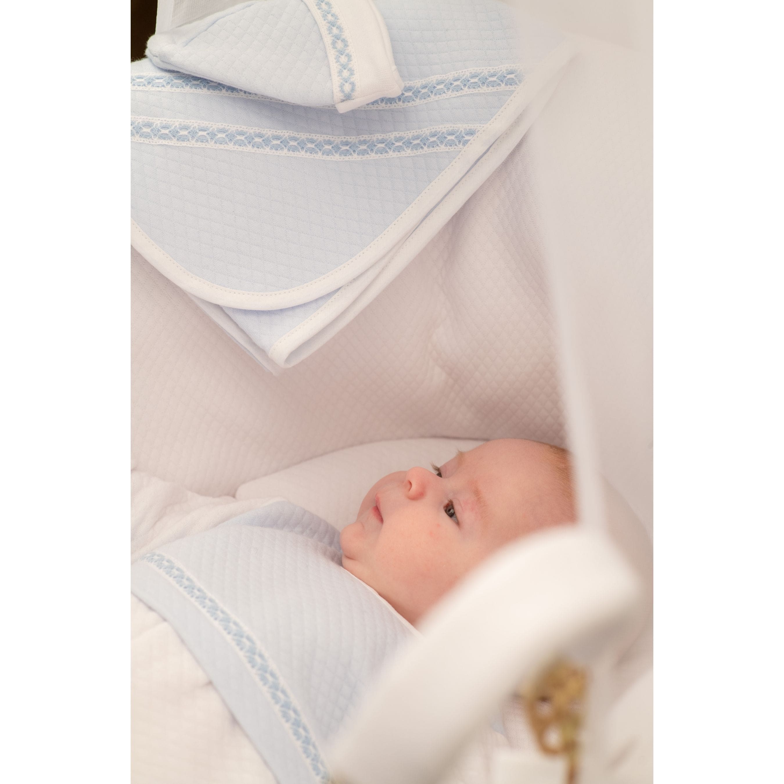 Baby White & Blue Cotton Gown Set (3)