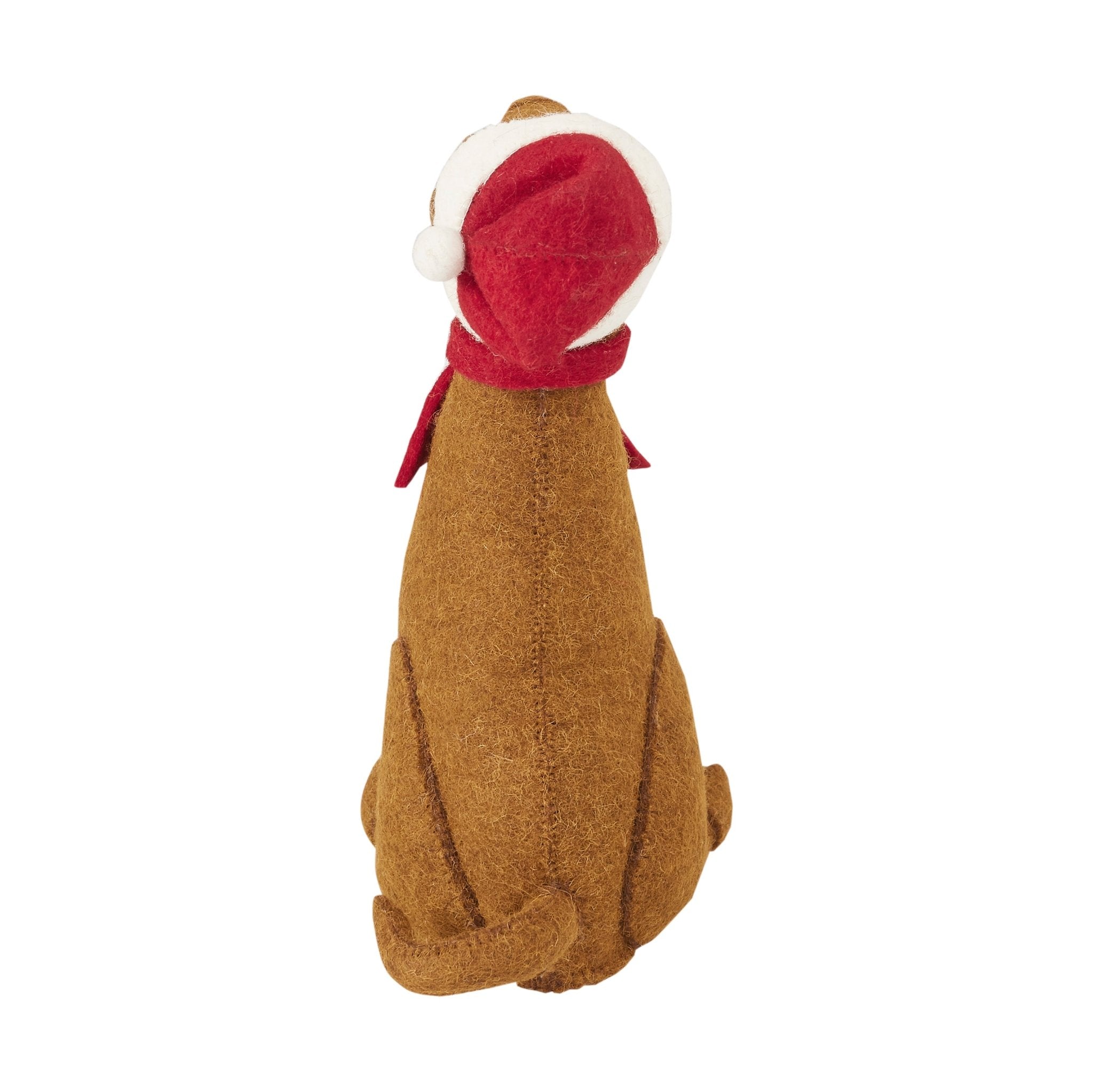Brown Lab Santa Hat Christmas Tree Topper Hand Felted Wool