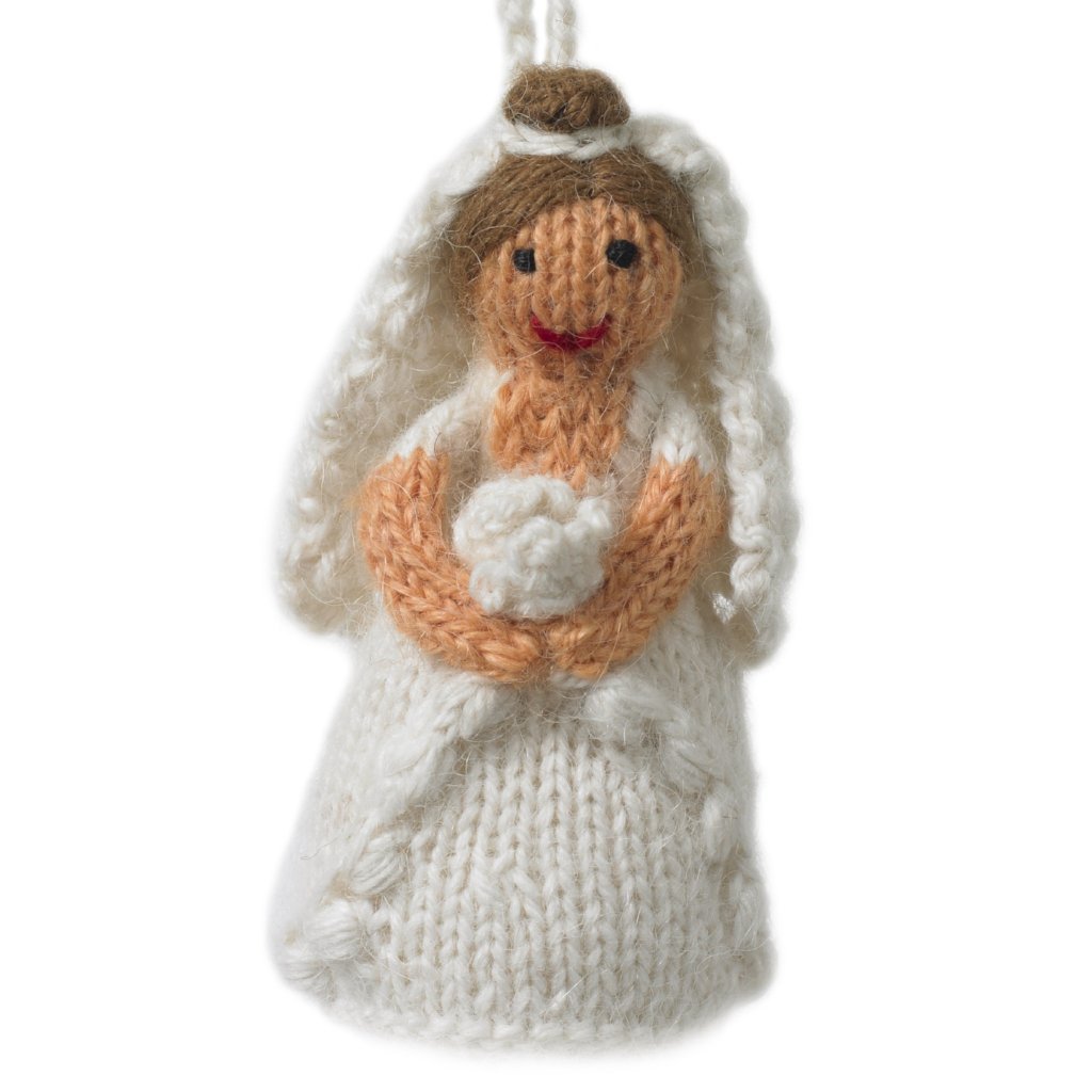 Brunette Bride Ornament Hand Knit Wedding Ornament