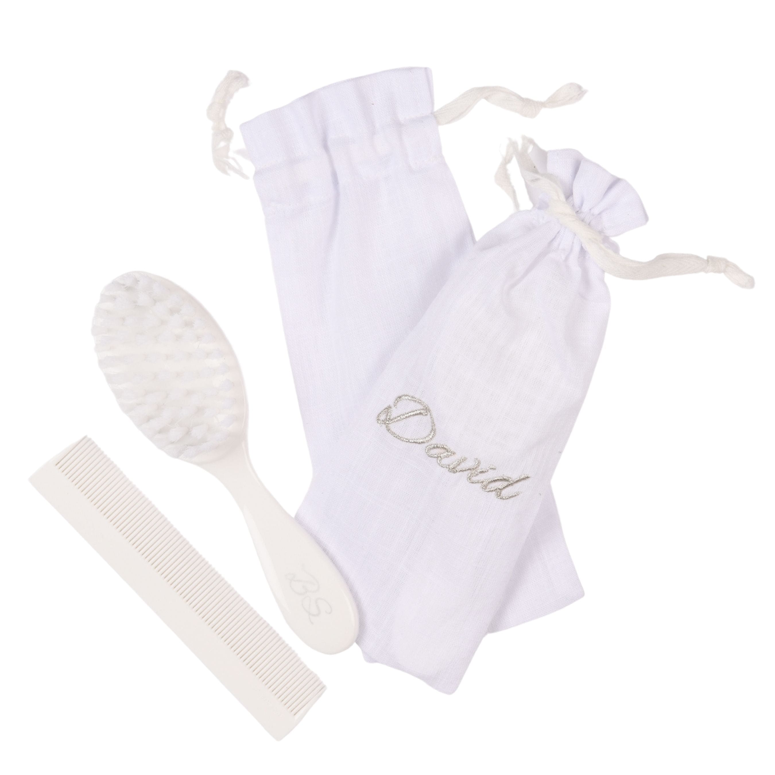 Personalised White Baby Hairbrush & Comb Set | Made In France