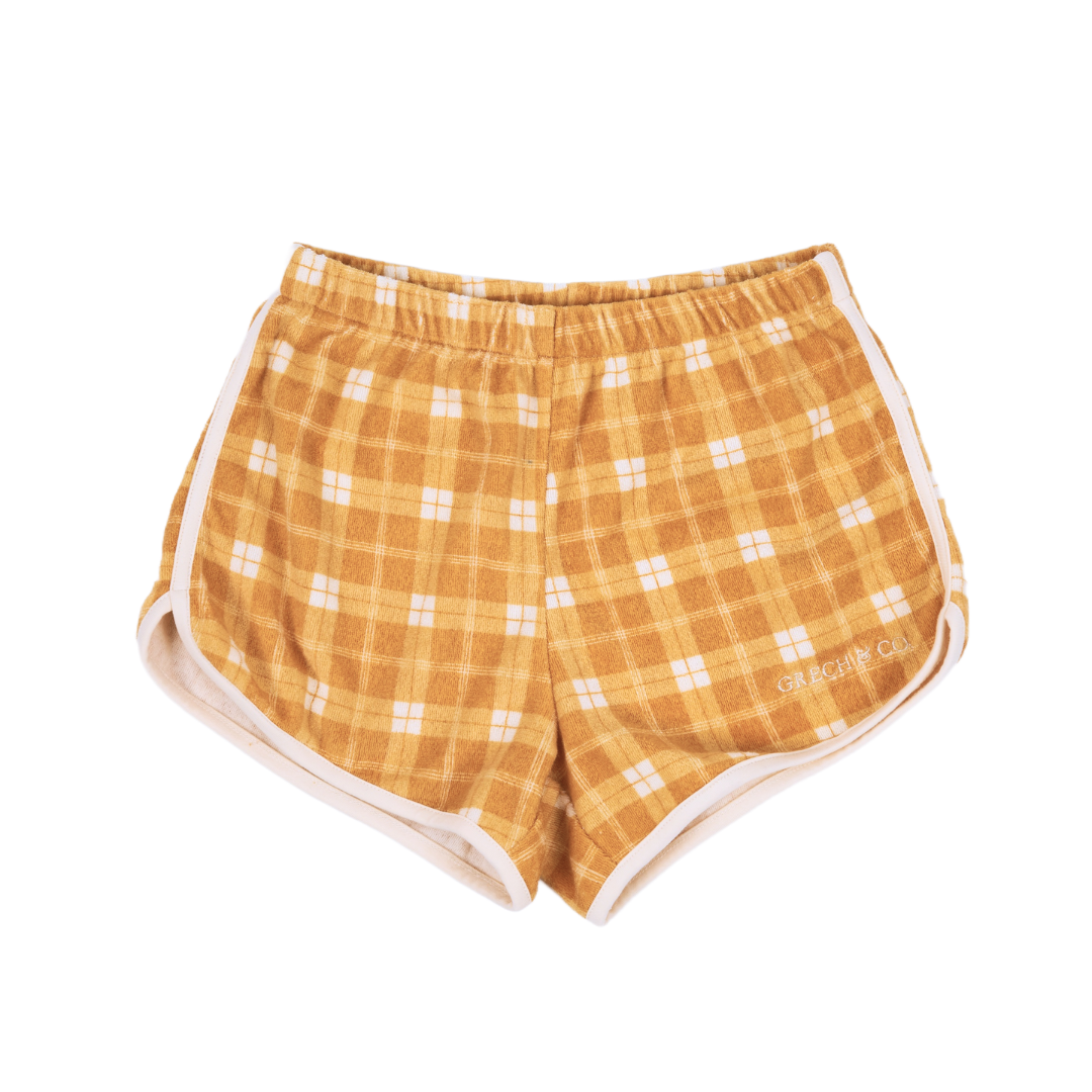 Retro Shorts | Organic Cotton Terry - Buckwheat Plaid