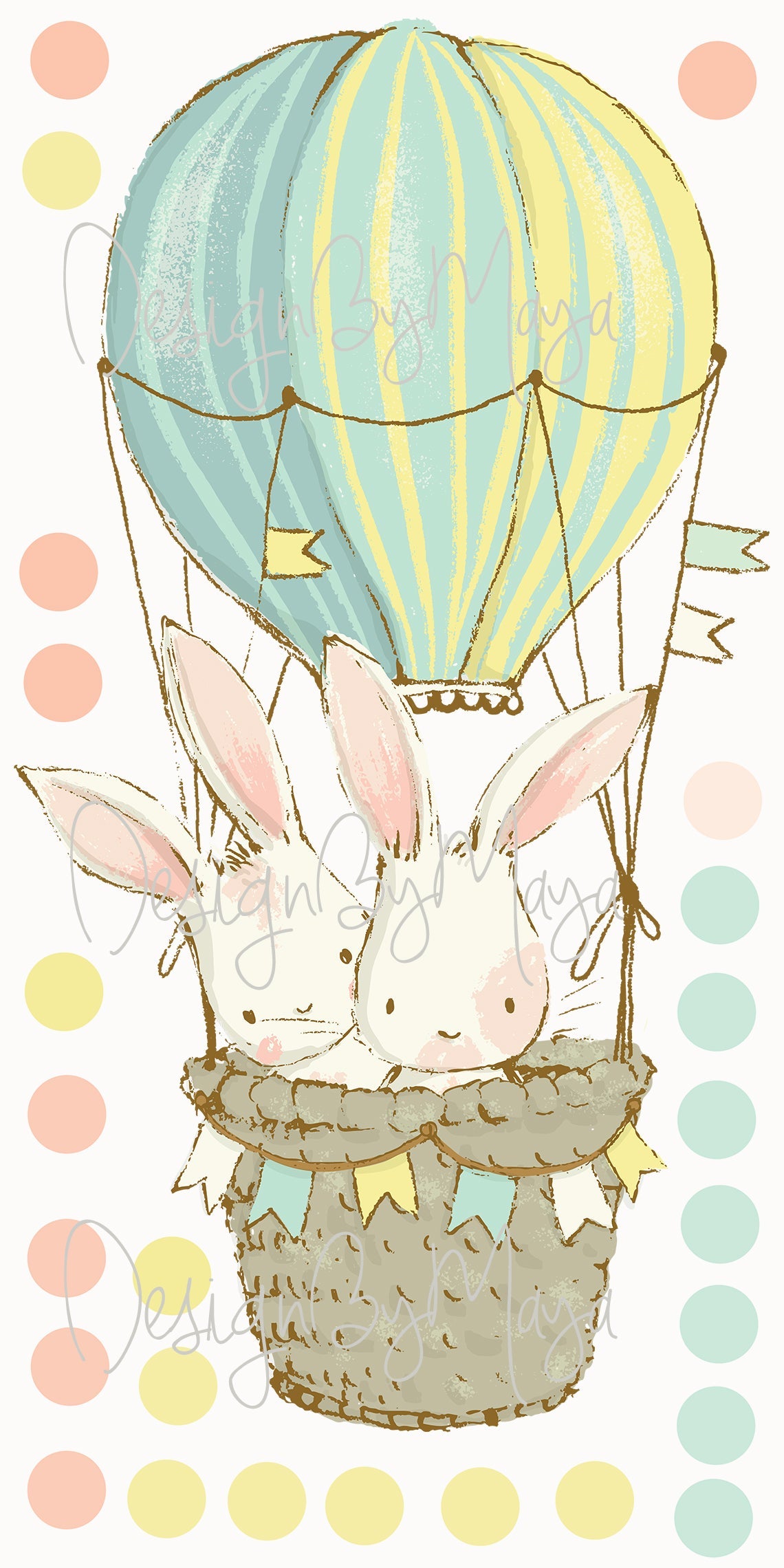 Baby Animals Inside Hot Air Balloons - Fabric Nursery Wall Art Decals