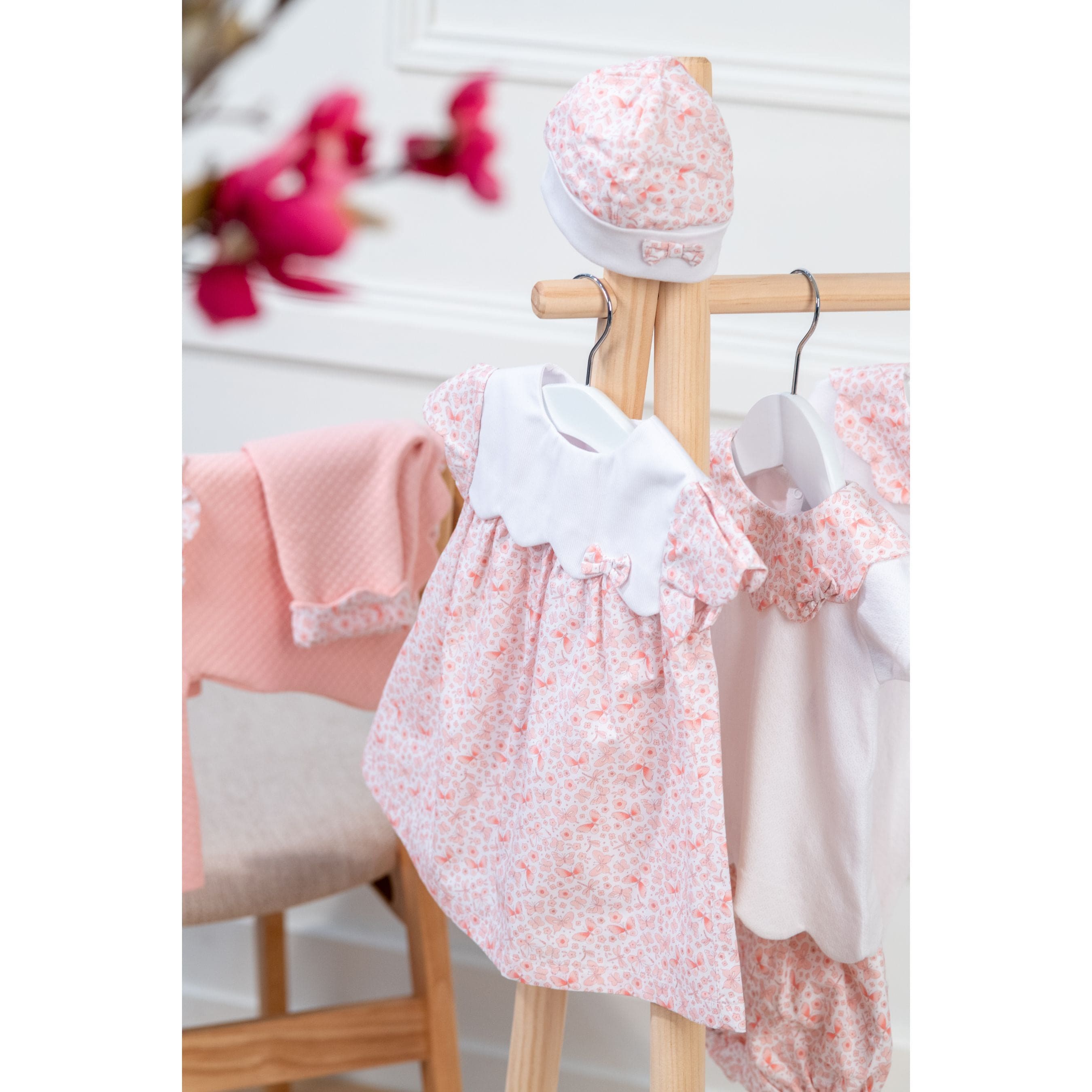 Butterfly | Baby Girls Pink Cotton Hat