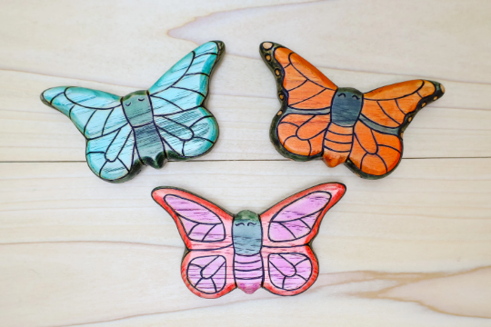 Wooden Butterfly Minibeast Toy~ Orange, Blue, Or Purple Butterfly