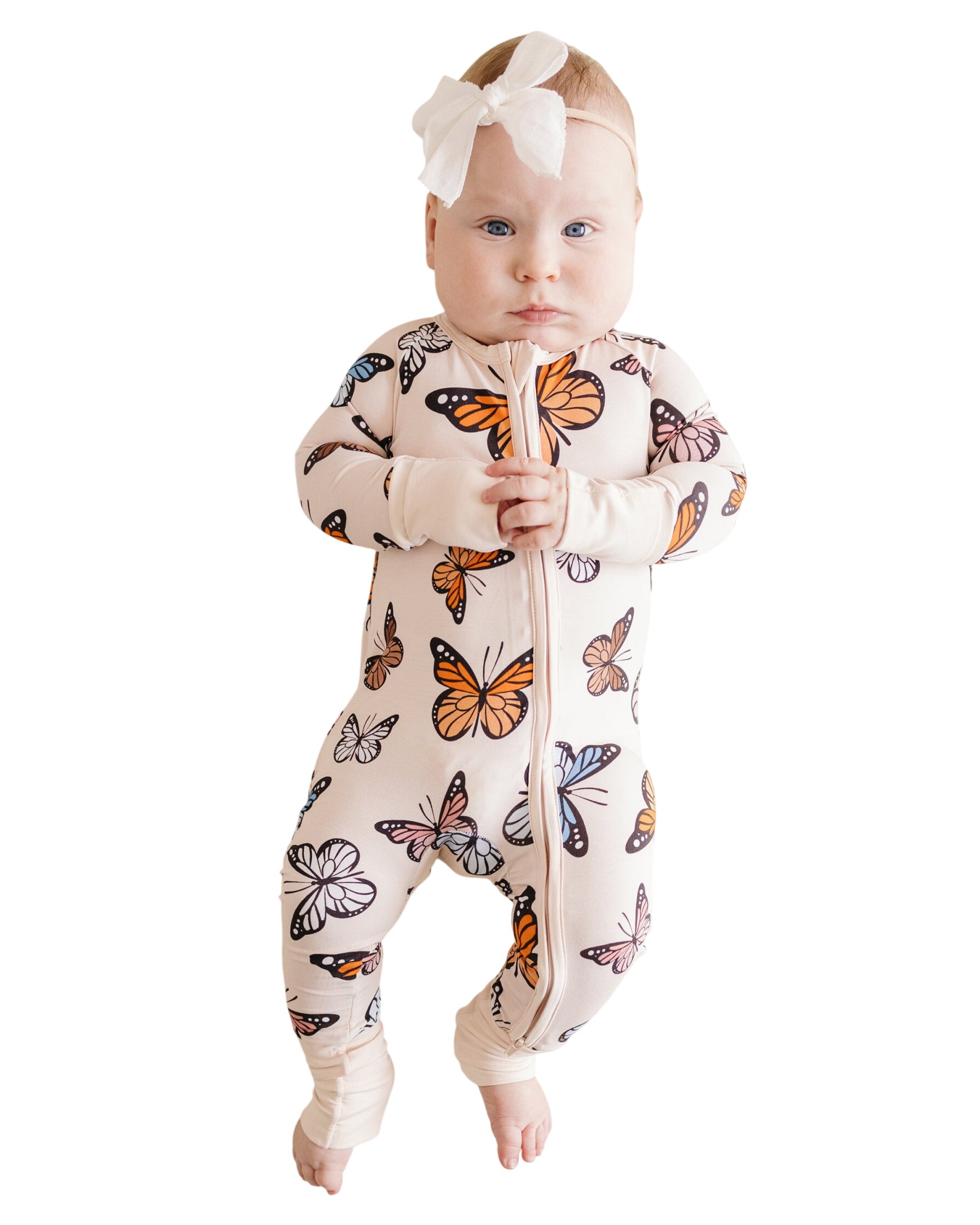 Bamboo Zip Romper | Butterflies