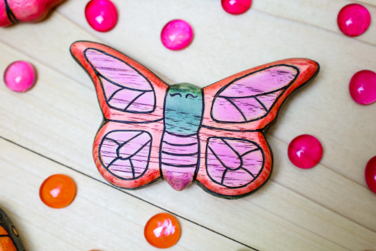 Wooden Butterfly Minibeast Toy~ Orange, Blue, Or Purple Butterfly