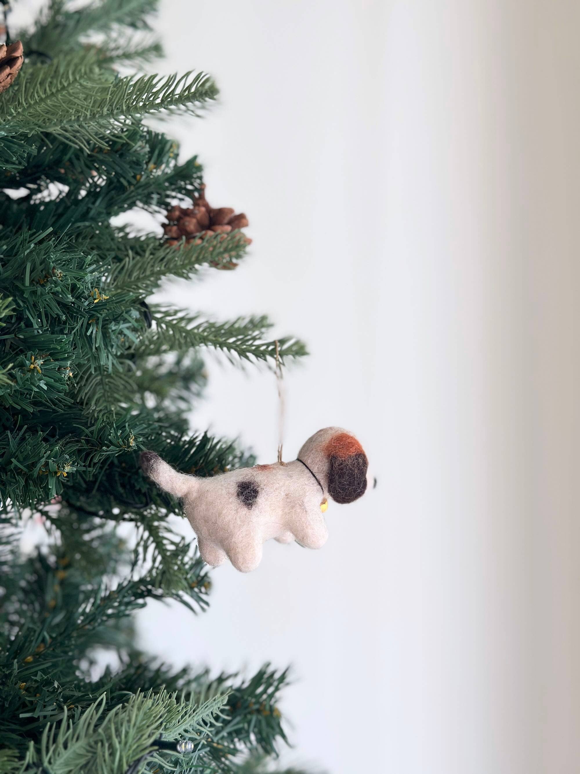 Felt Ornament - Beagle With Bell
