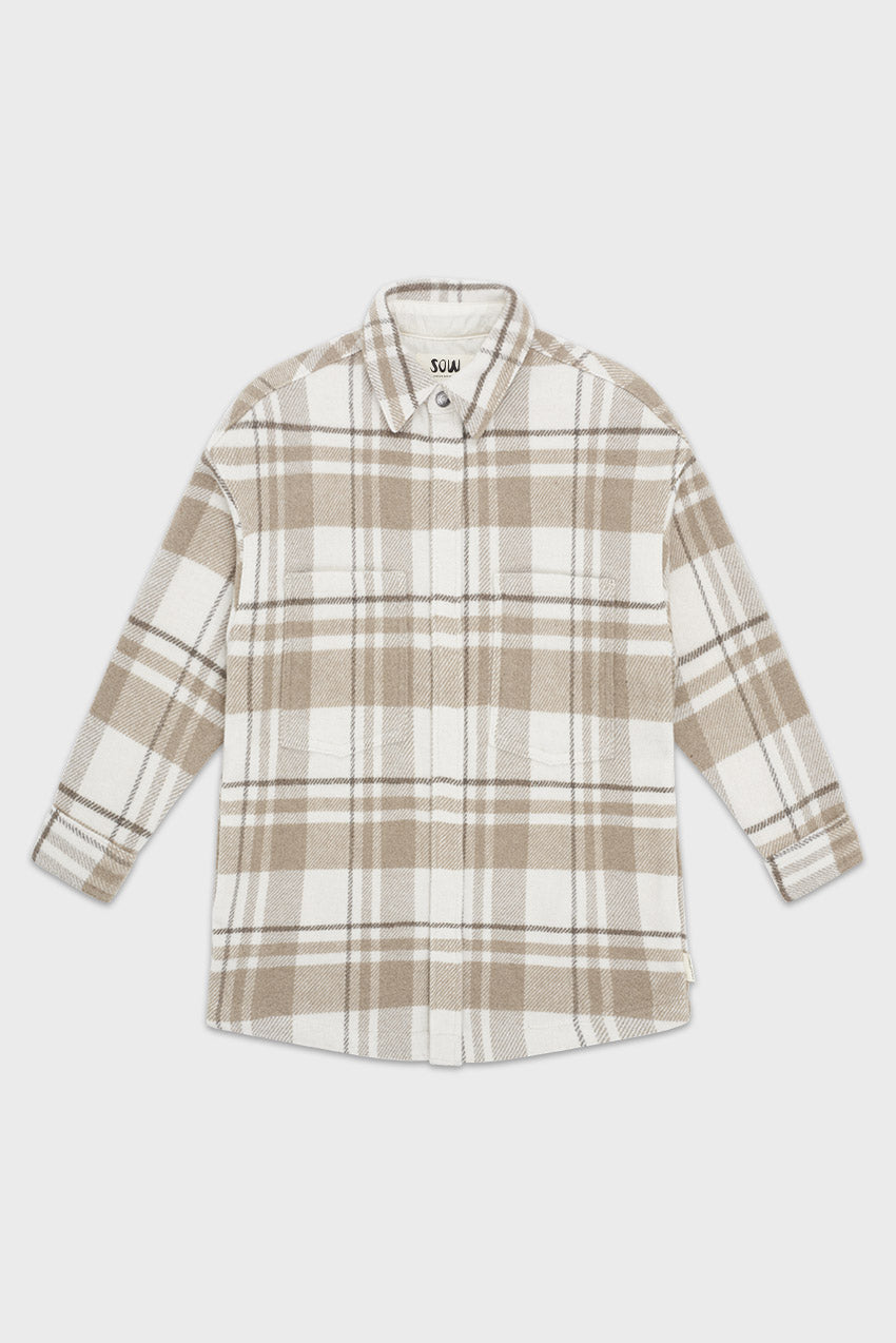 Elongated Oversized Plaid Shirt Jacket