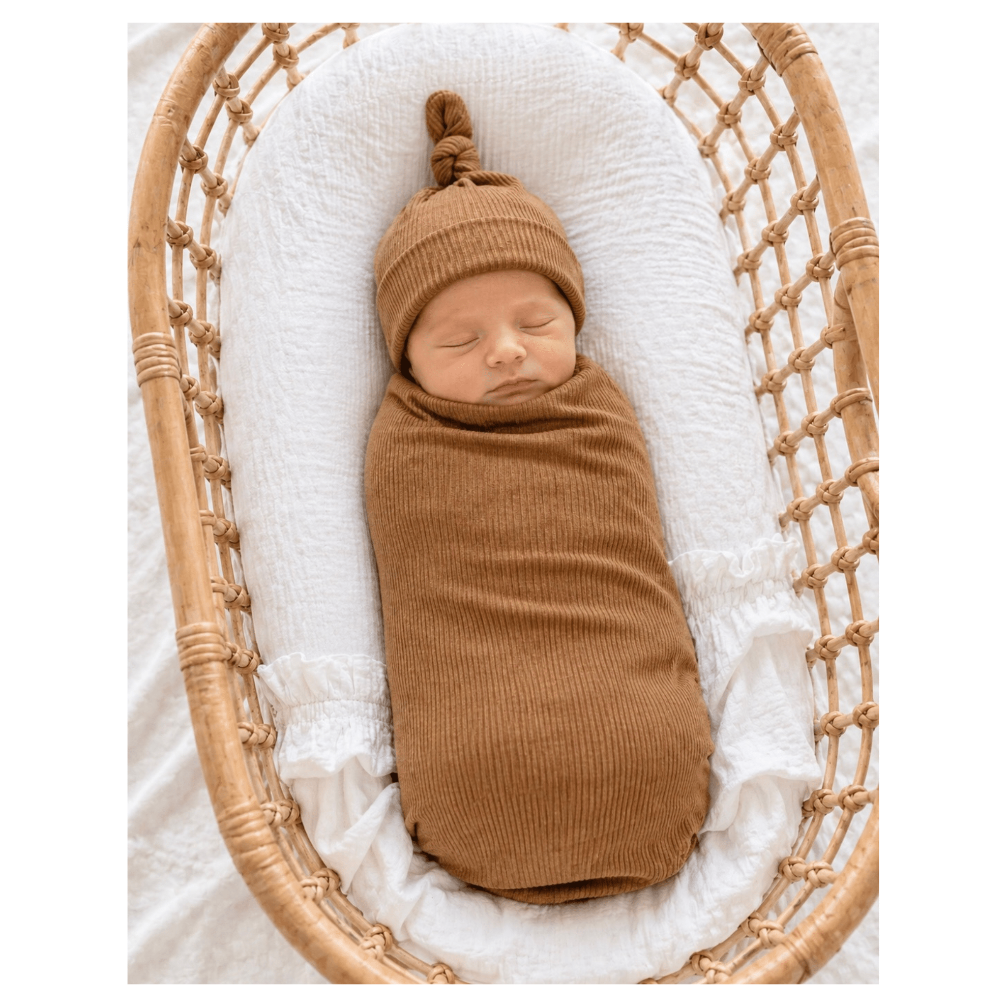 Bamboo Stretch Swaddle - Caramel Ribbed