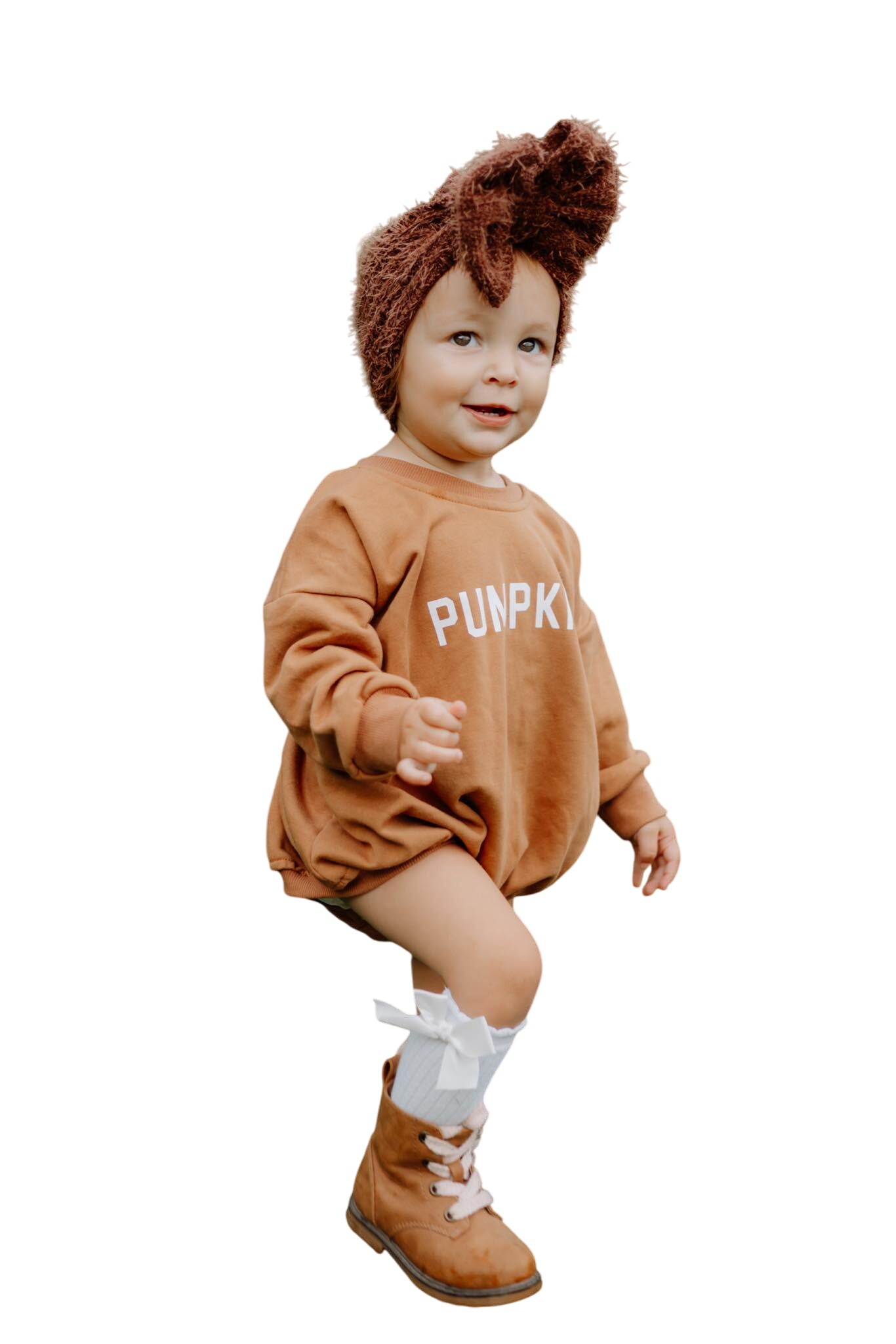 Pumpkin Sweatshirt Romper - Cream Or Orange
