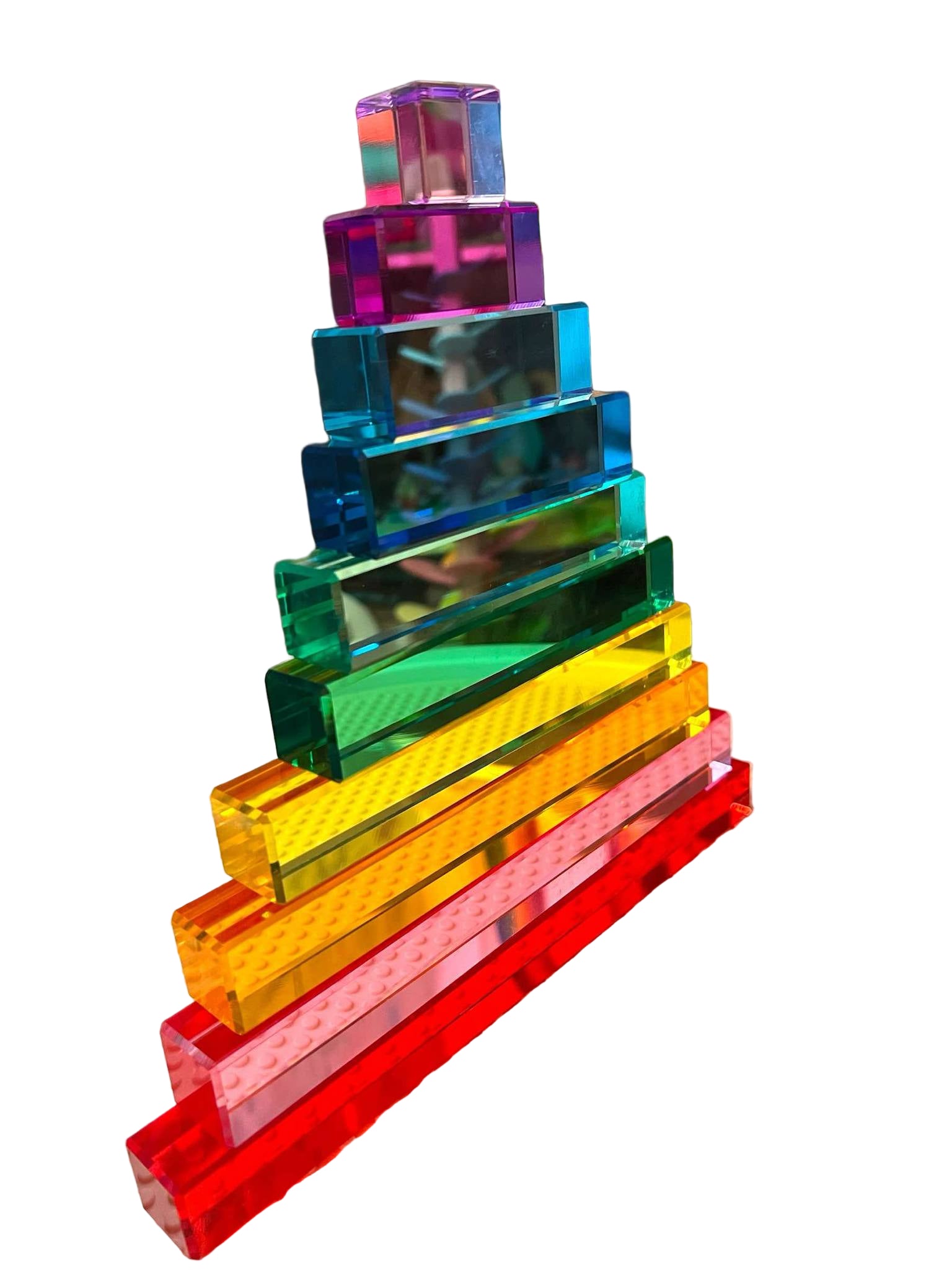 10-piece Crystal Clear Pyramid Lucite Blocks – High Transparency Acrylic Stair Blocks