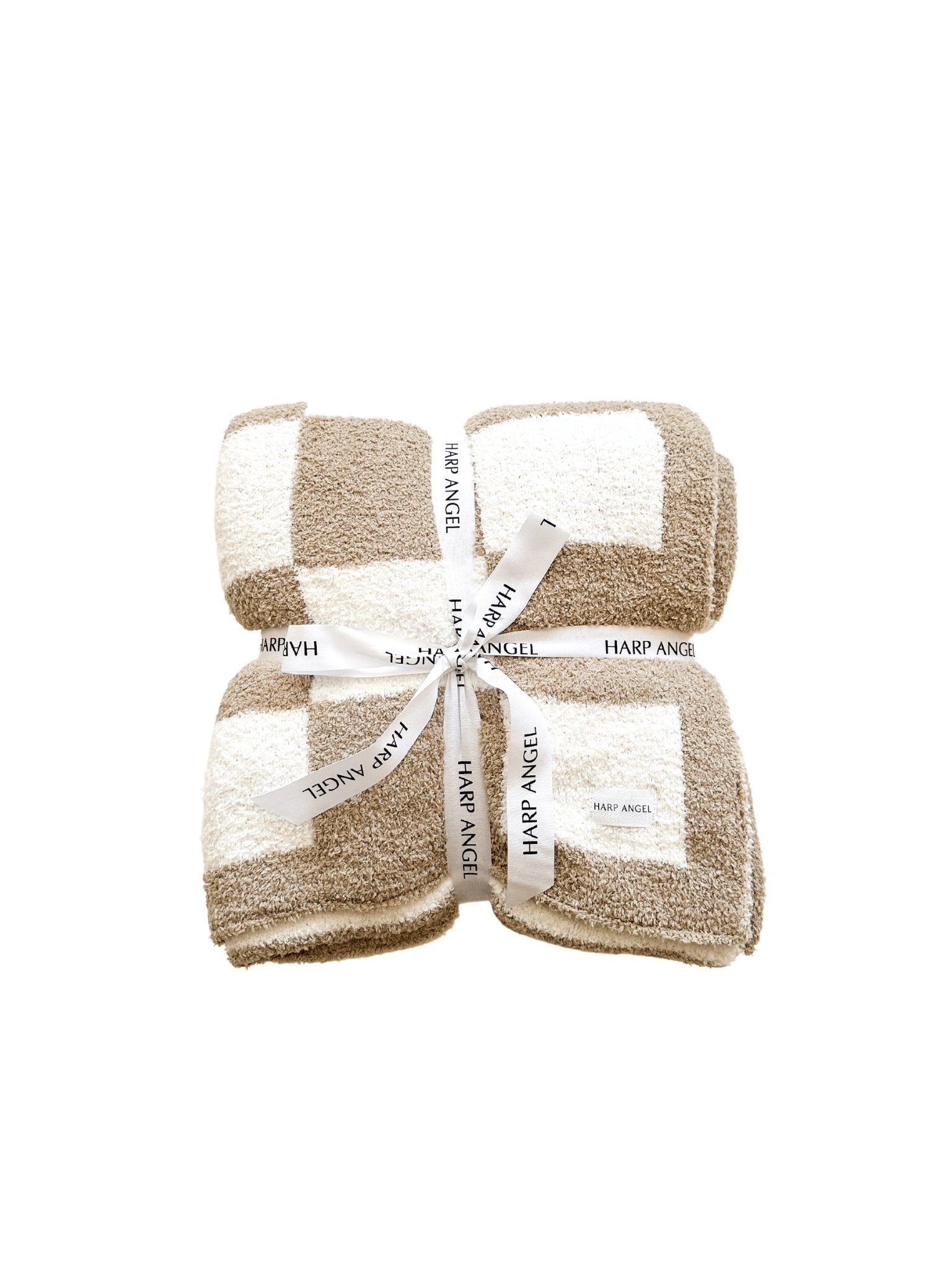 Plush Blanket - Taupe Checker
