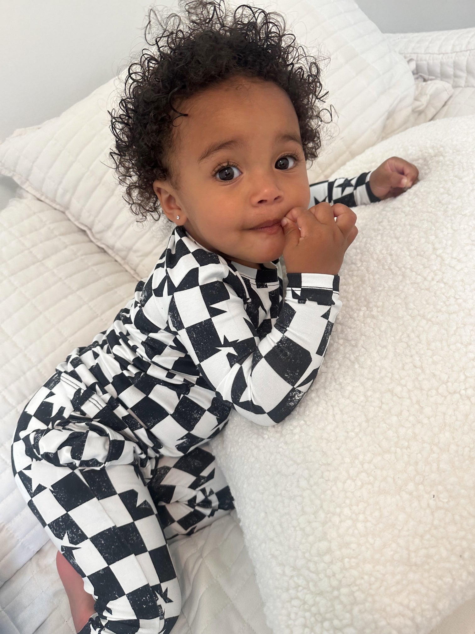 Black & White Checkered Star Two-piece Set