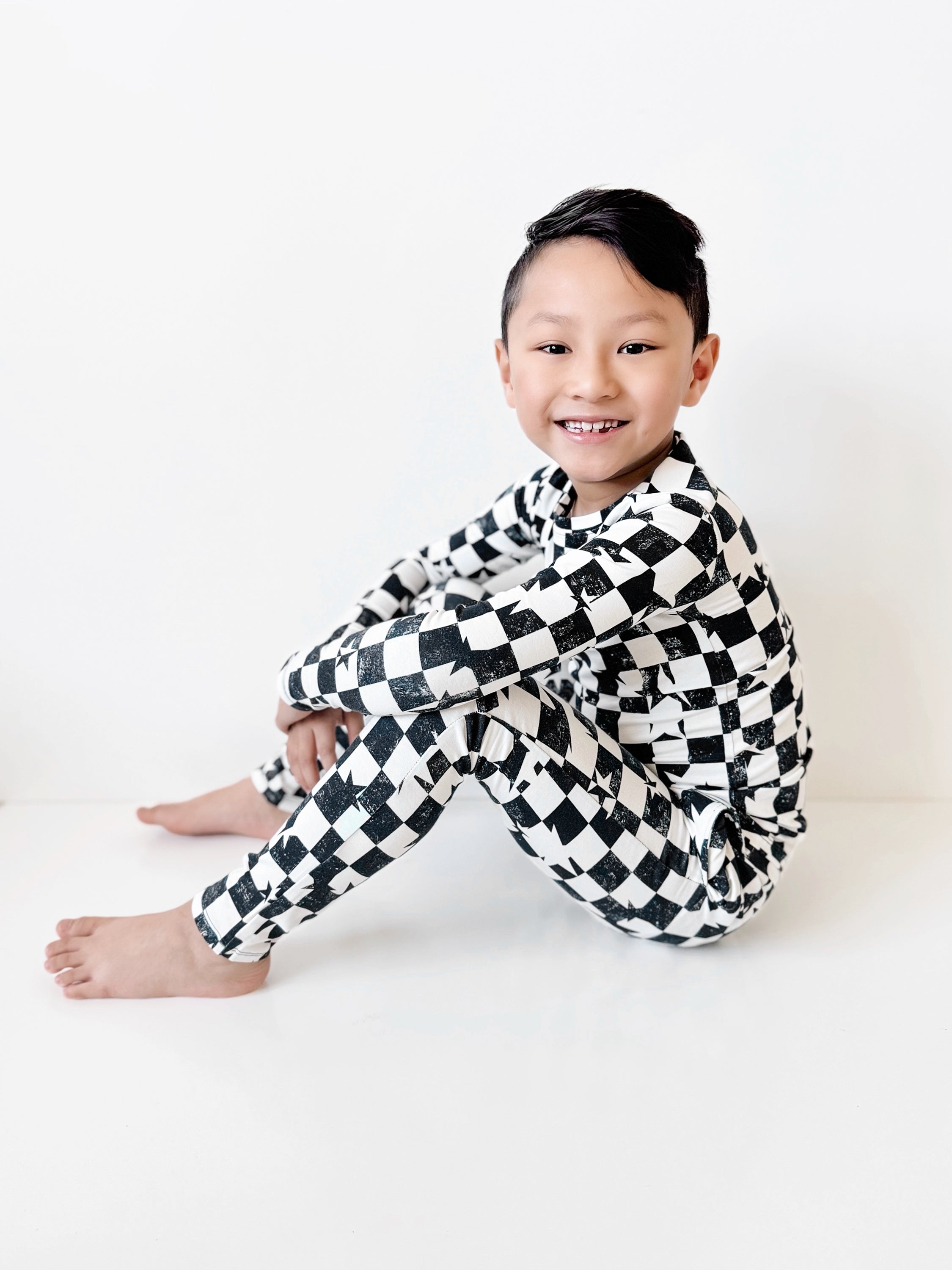 Black & White Checkered Star Two-piece Set