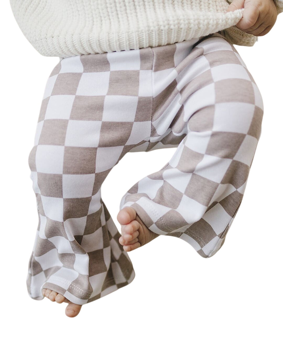 Checkered Flare Pants | Latte