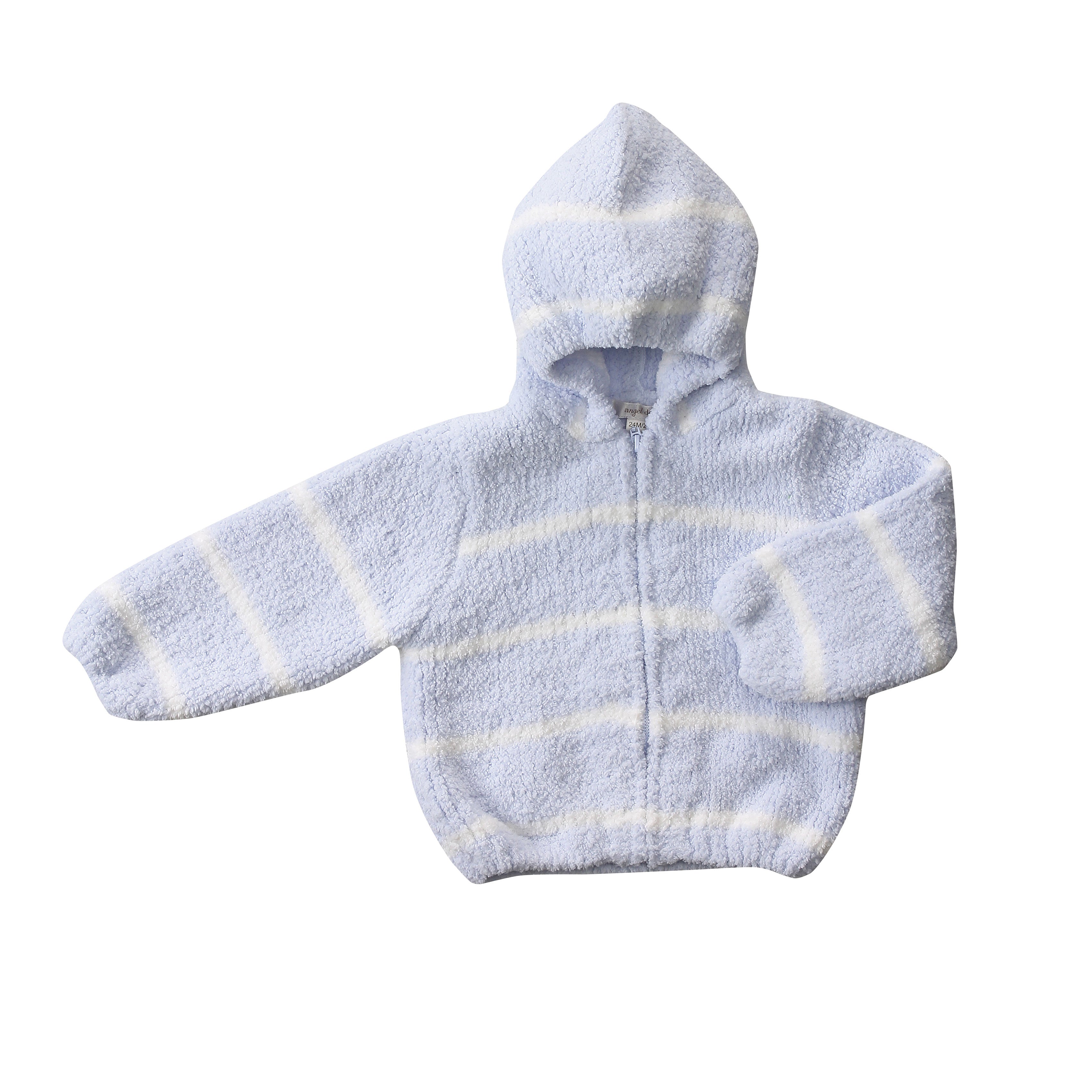 Chenille Hoodie - Light Blue & Ivory Stripe