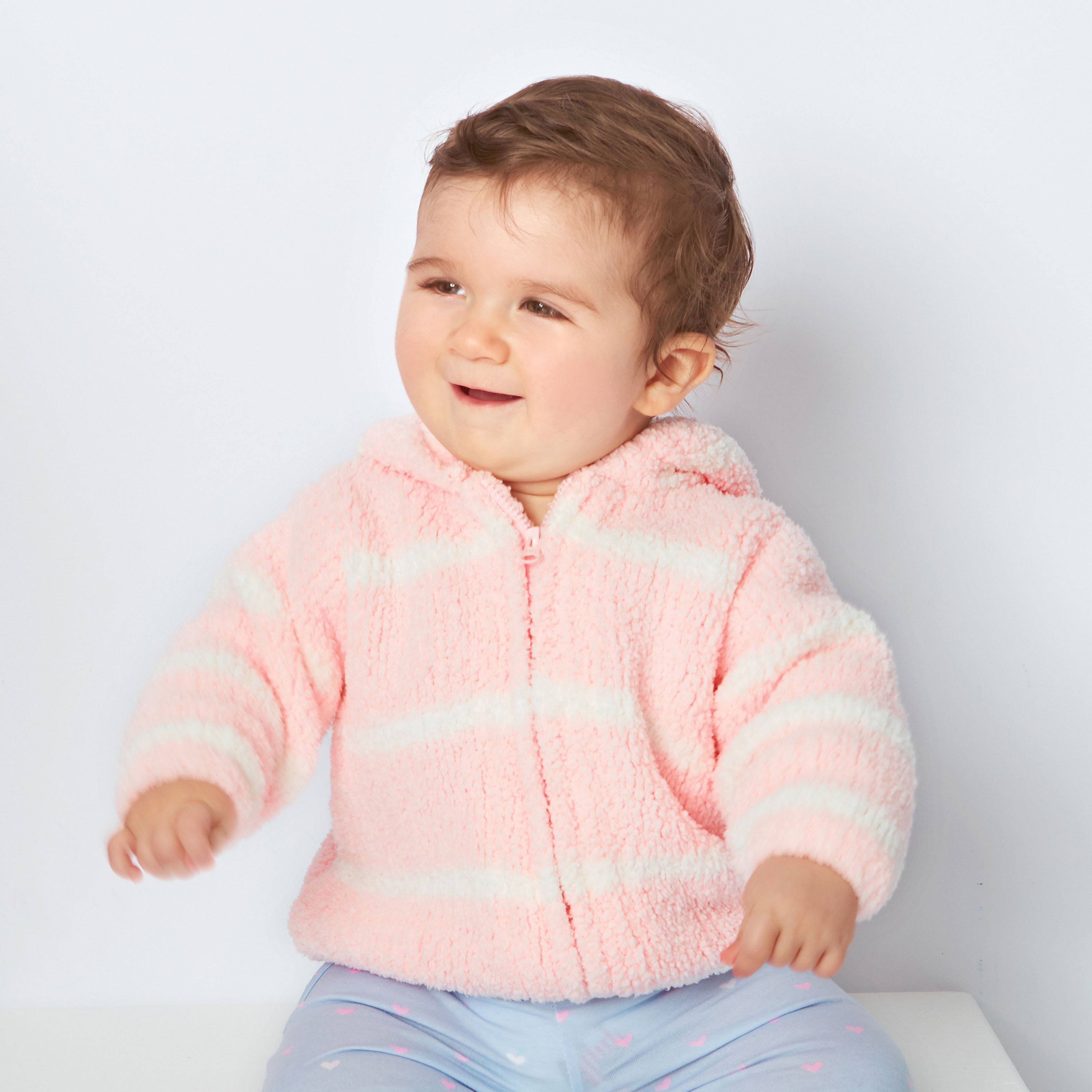 Chenille Hoodie - Pretty Pink & Ivory Stripe