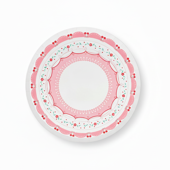 Cherry Coquette Dessert Plates 8" (8 Pack)