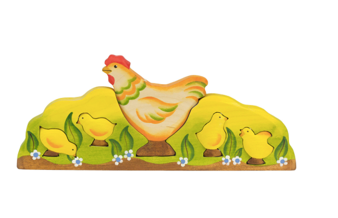 Wooden Chicken And Chicks Puzzle Set