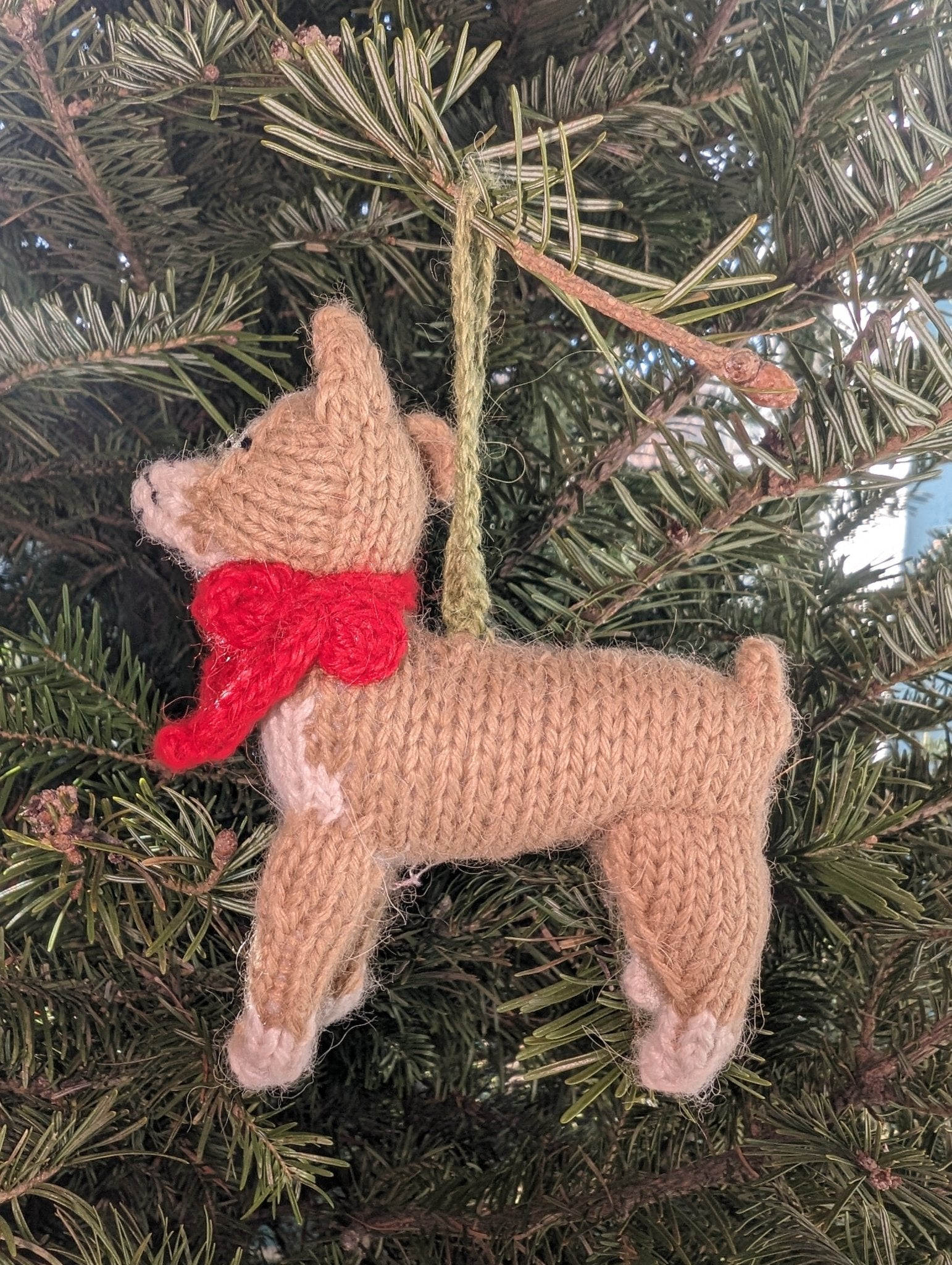 Chihuahua Dog Hand Knit Christmas Ornament