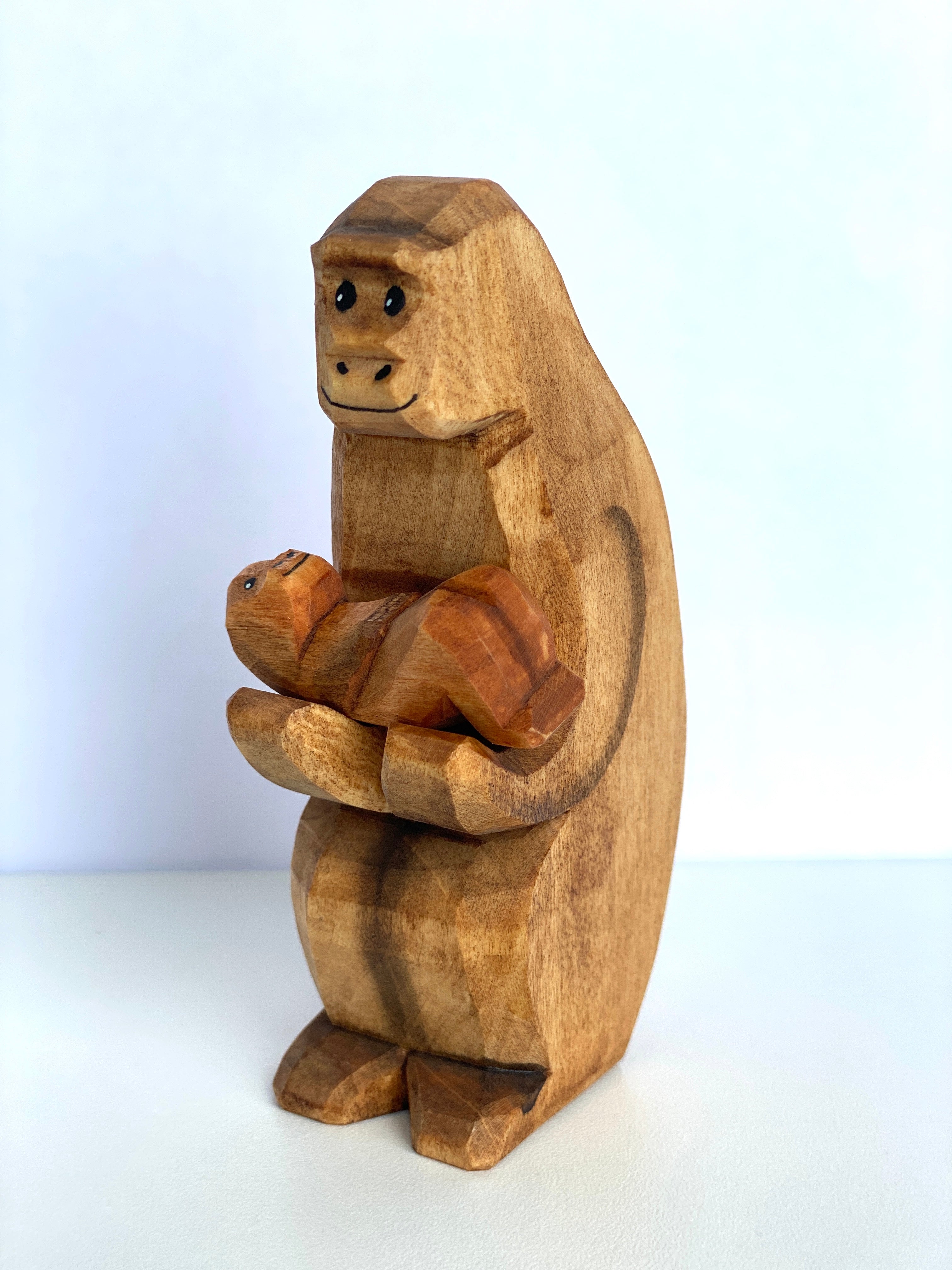 Wooden Monkey With The Baby