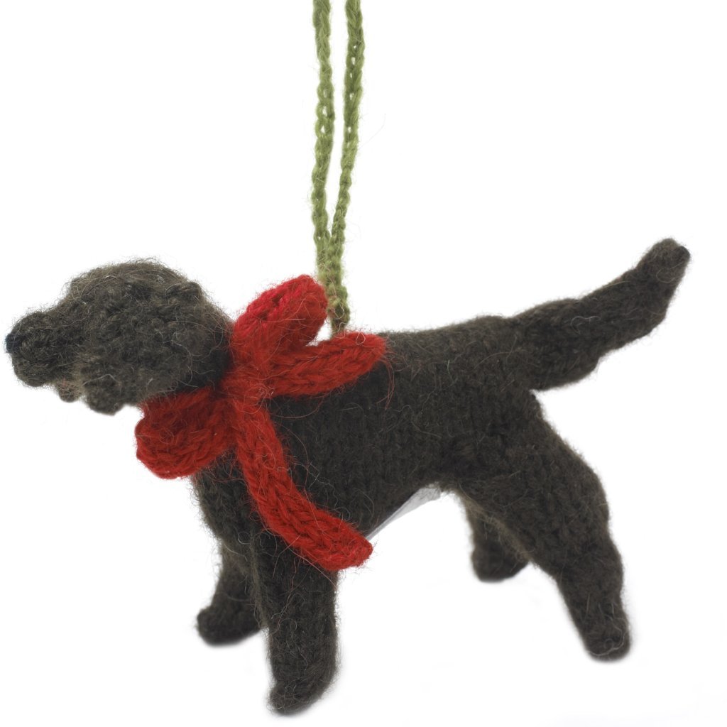 Chocolate Lab Hand Knit Wool Christmas Ornament
