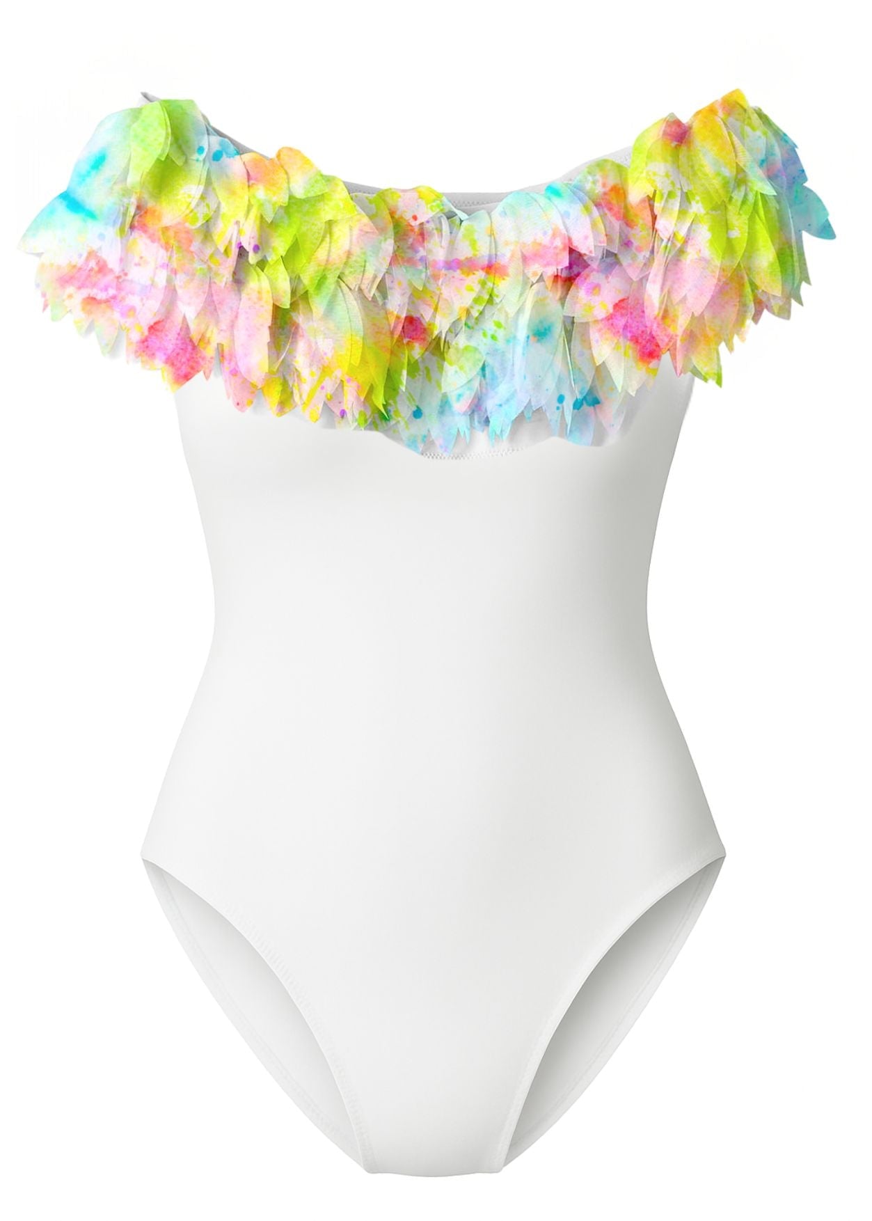 Womens White Swimsuit With Citrus Petals