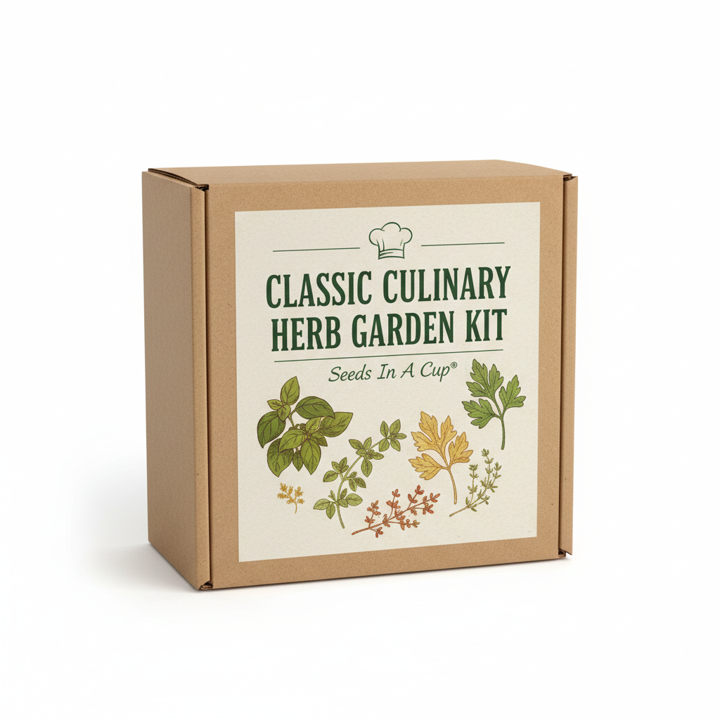 Classic Culinary Herb Garden Kit | Basil, Oregano, Parsley & Thyme |