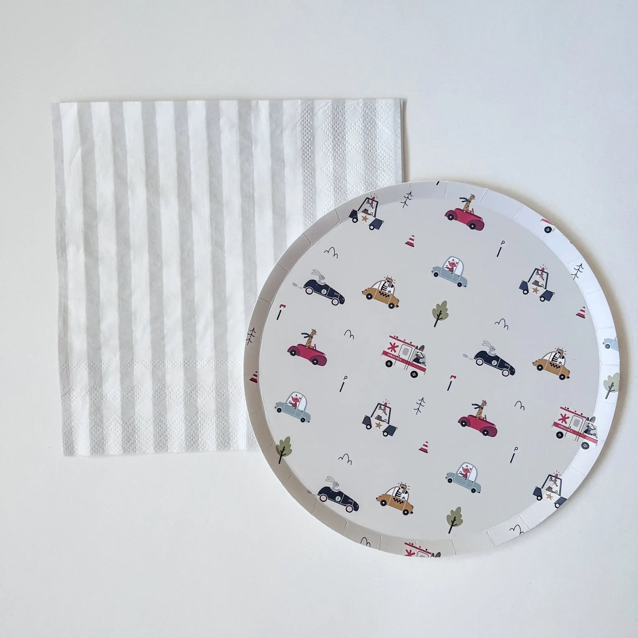 Classic Stripe Light Gray Large Napkin (set Of 16)