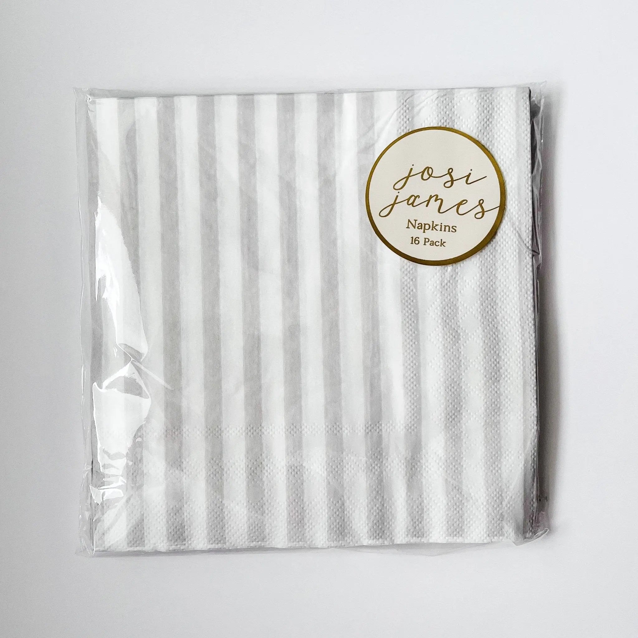 Classic Stripe Light Gray Large Napkin (set Of 16)