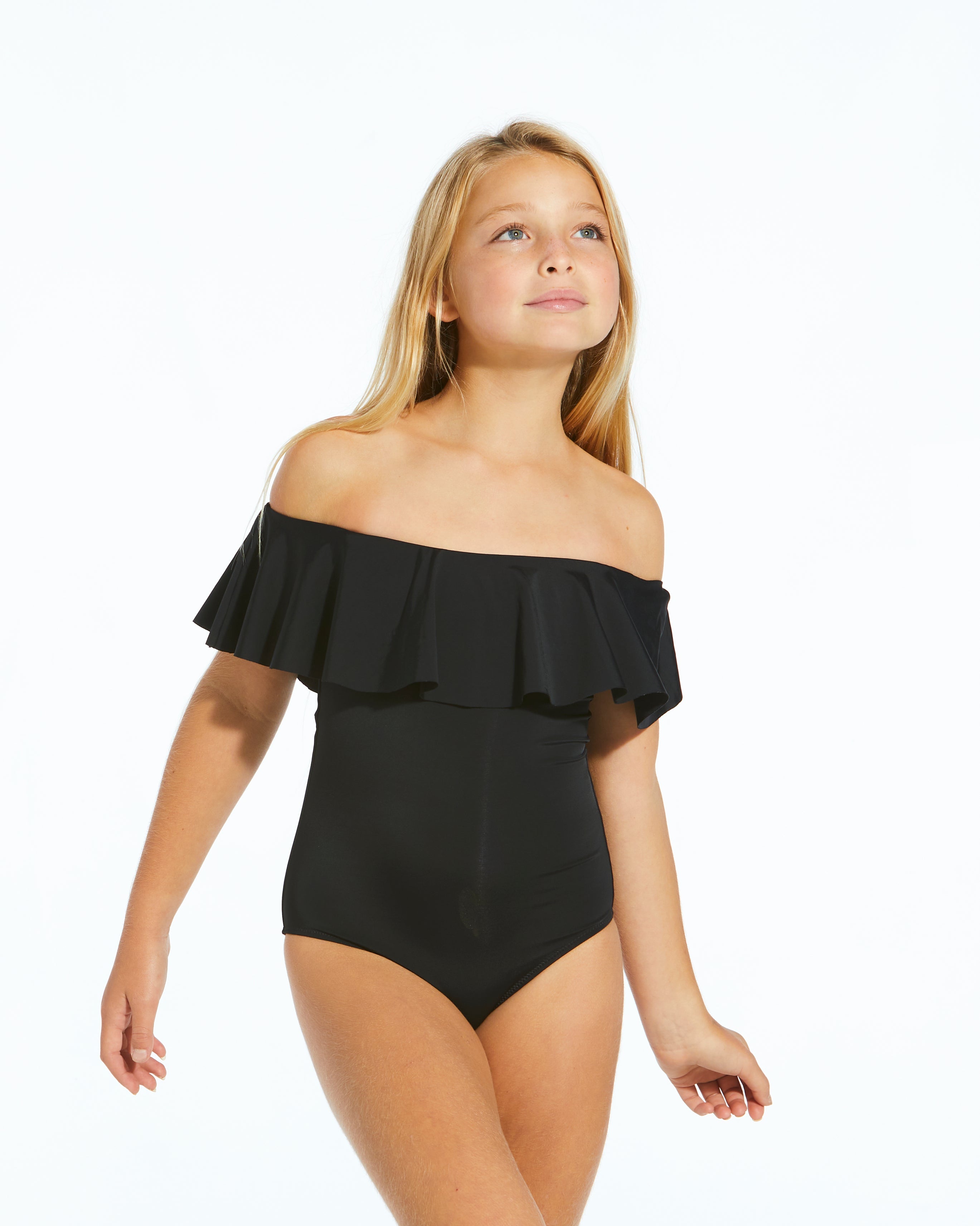 Black Ruffle Swimsuit