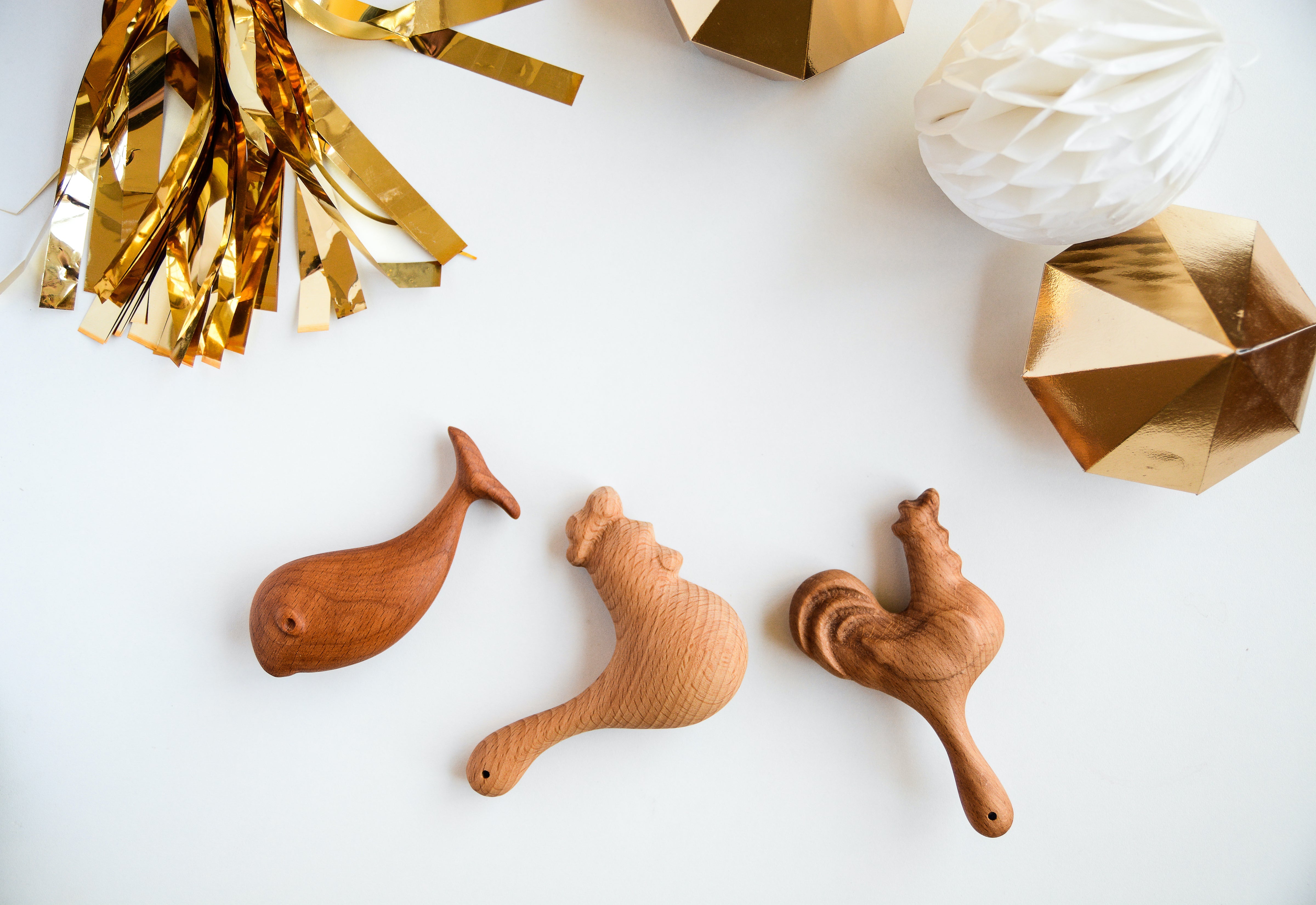 Organic Wooden Rattle Toy Rooster