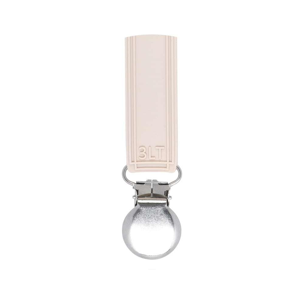 Classic Tan Beige Neutral All Silicone One Piece Pacifier Clip