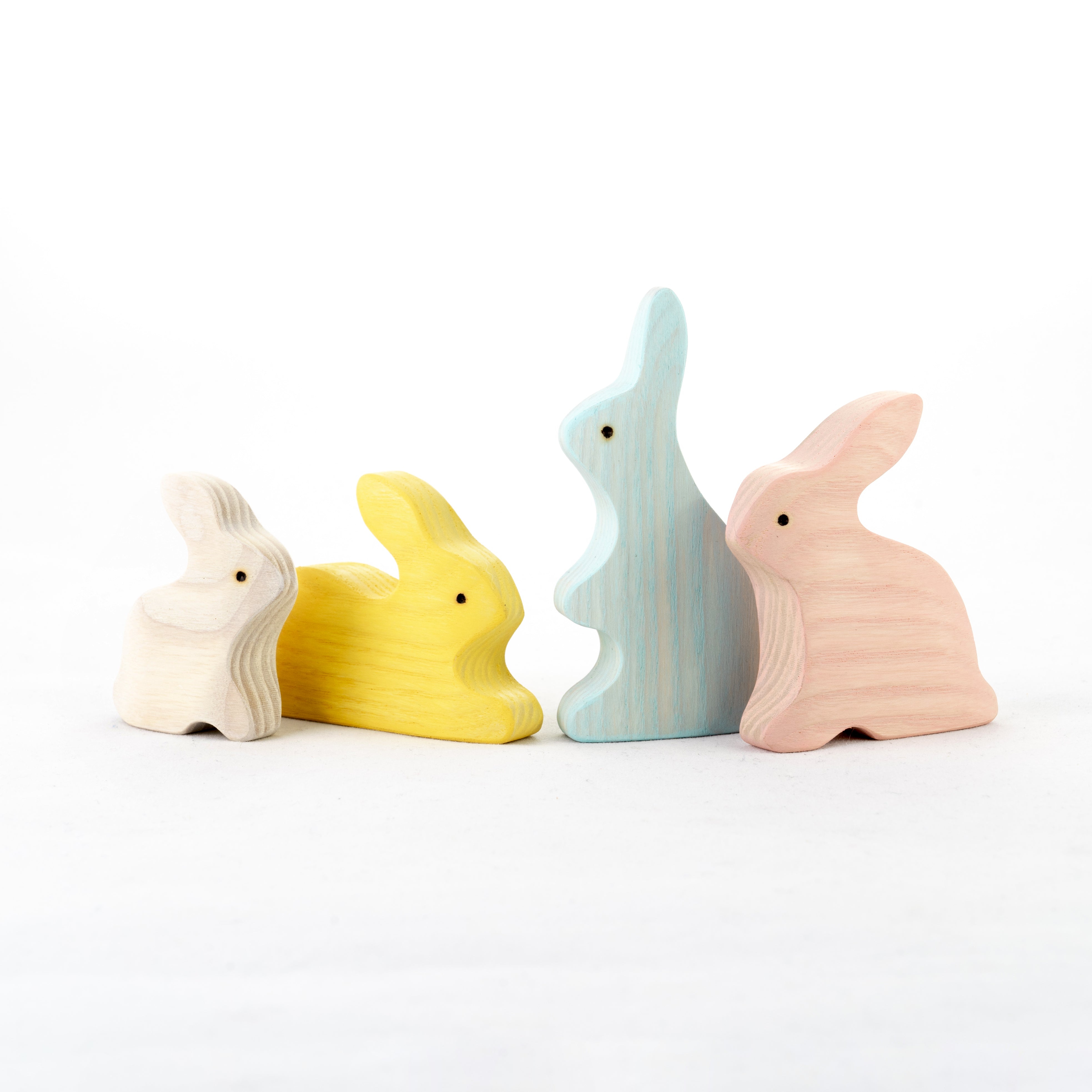 Waldorf Toys Bunny Rabbits Family Set Of 4, Rabbits Figurines