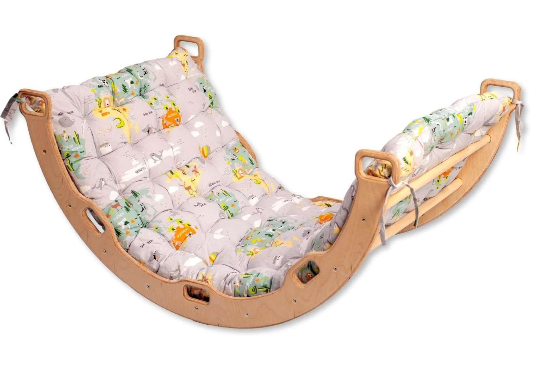 Large Montessori Climbing Arch/rocker With Pillow Set