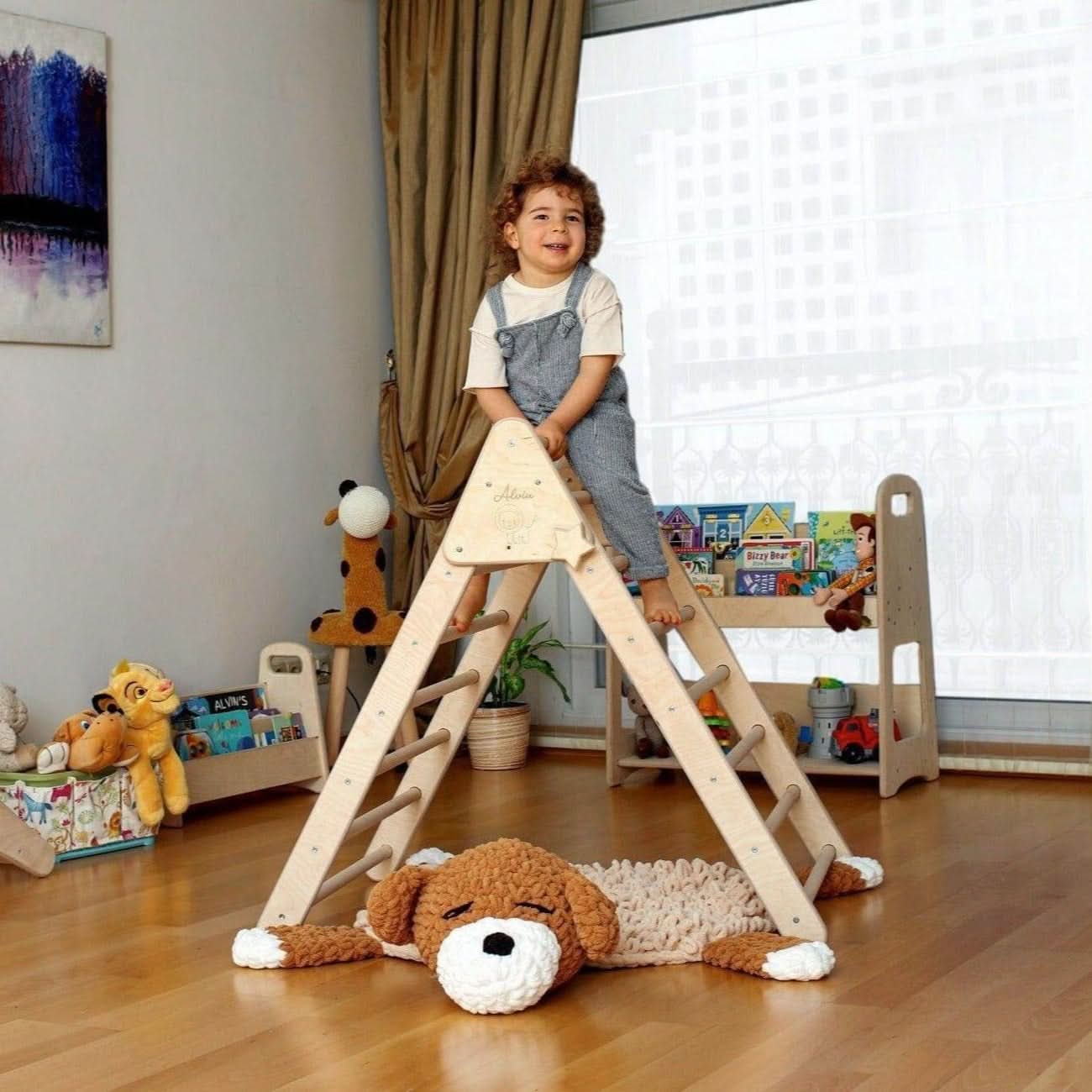 4 Pieces Climbing Set - Climbing Triangle, Arch Rocker, Pillow, And 2in1 Ramp