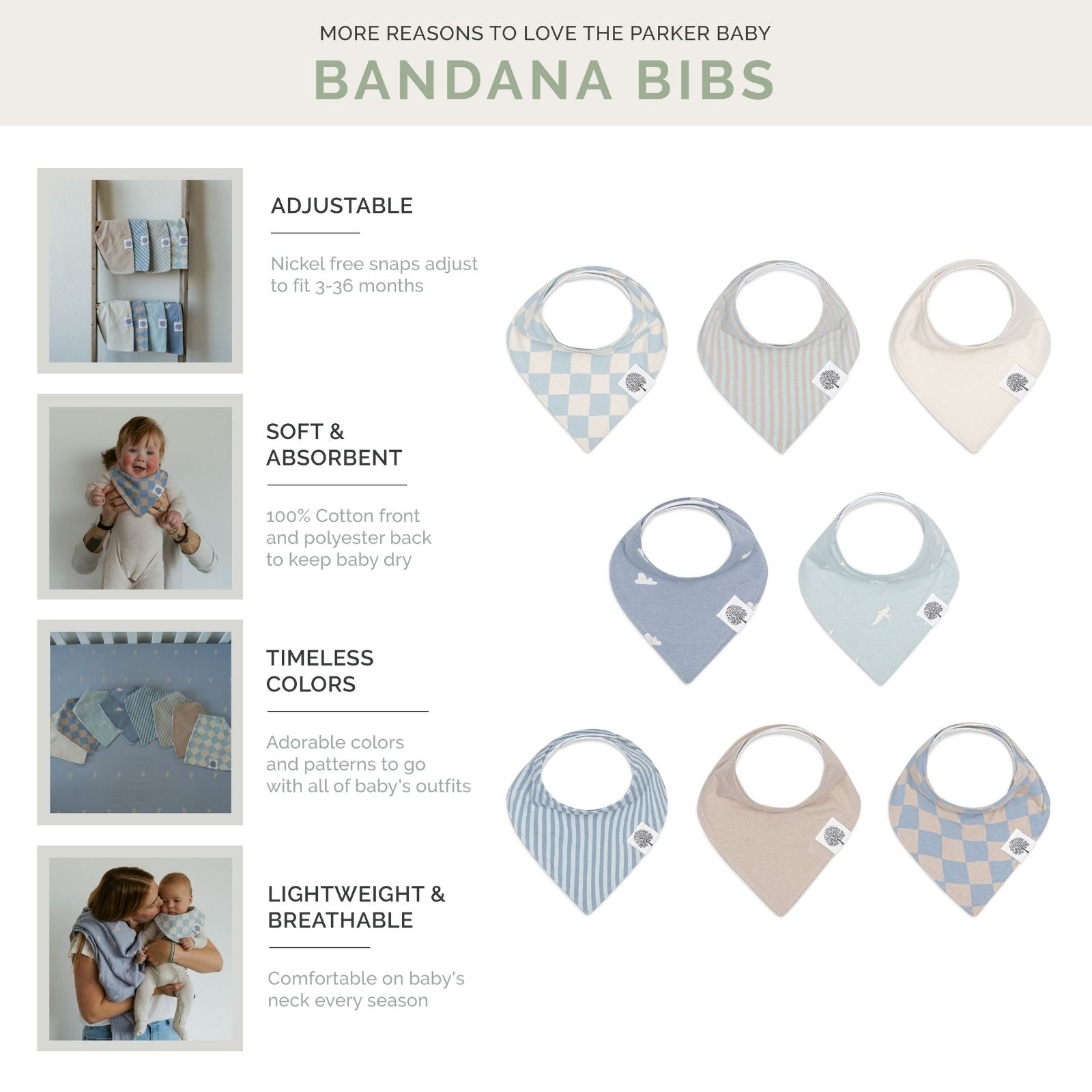 Cloud Bandana Bib Set (8 Pack)