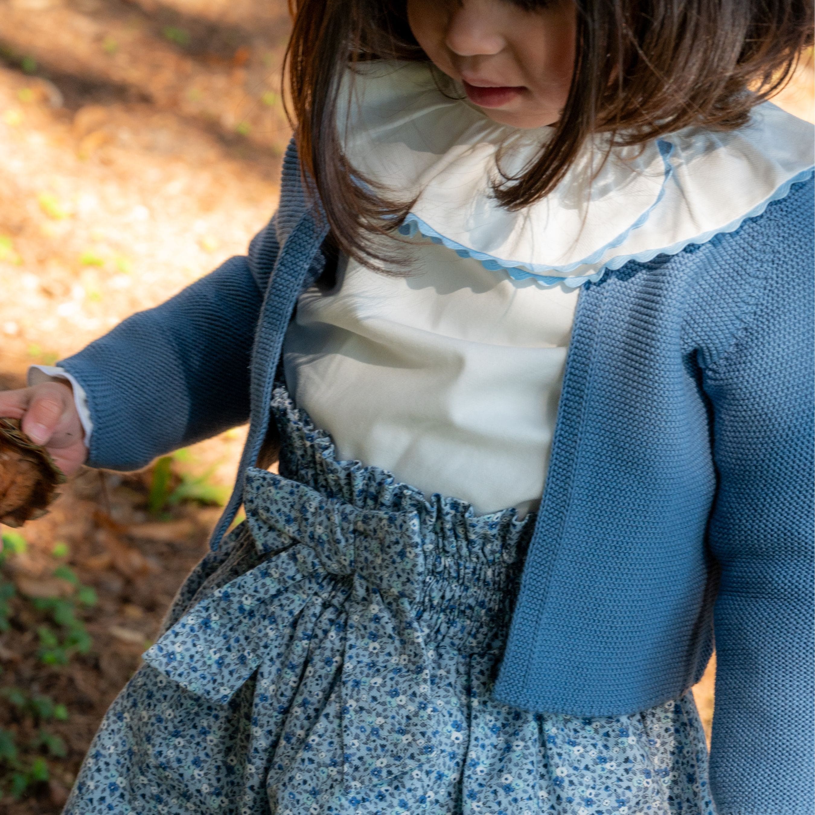 Colette | Girls Blue Knitted Cotton Cardigan