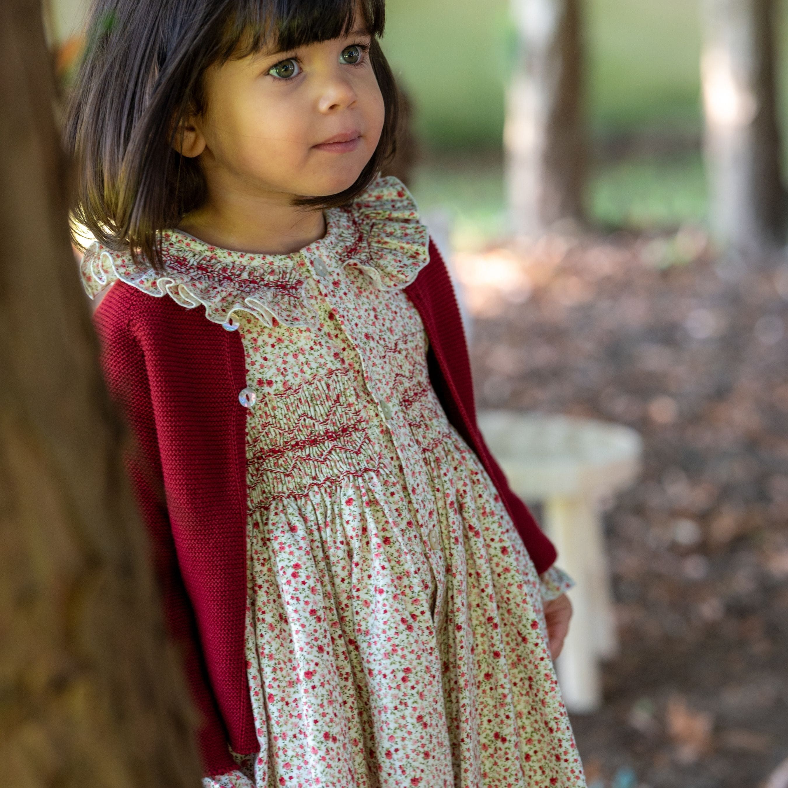 Colette | Girls Burgundy Knitted Cotton Cardigan