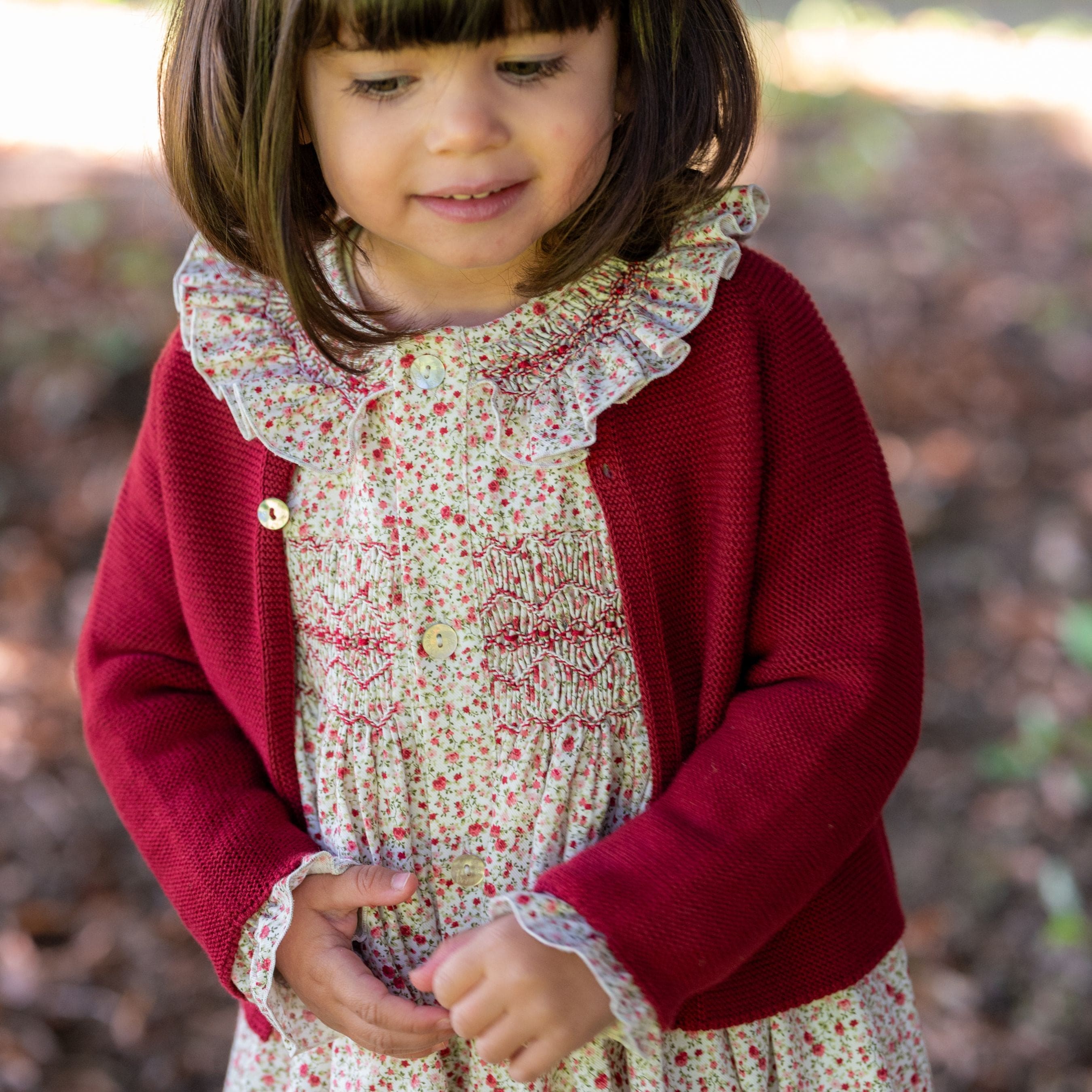 Colette | Girls Burgundy Knitted Cotton Cardigan