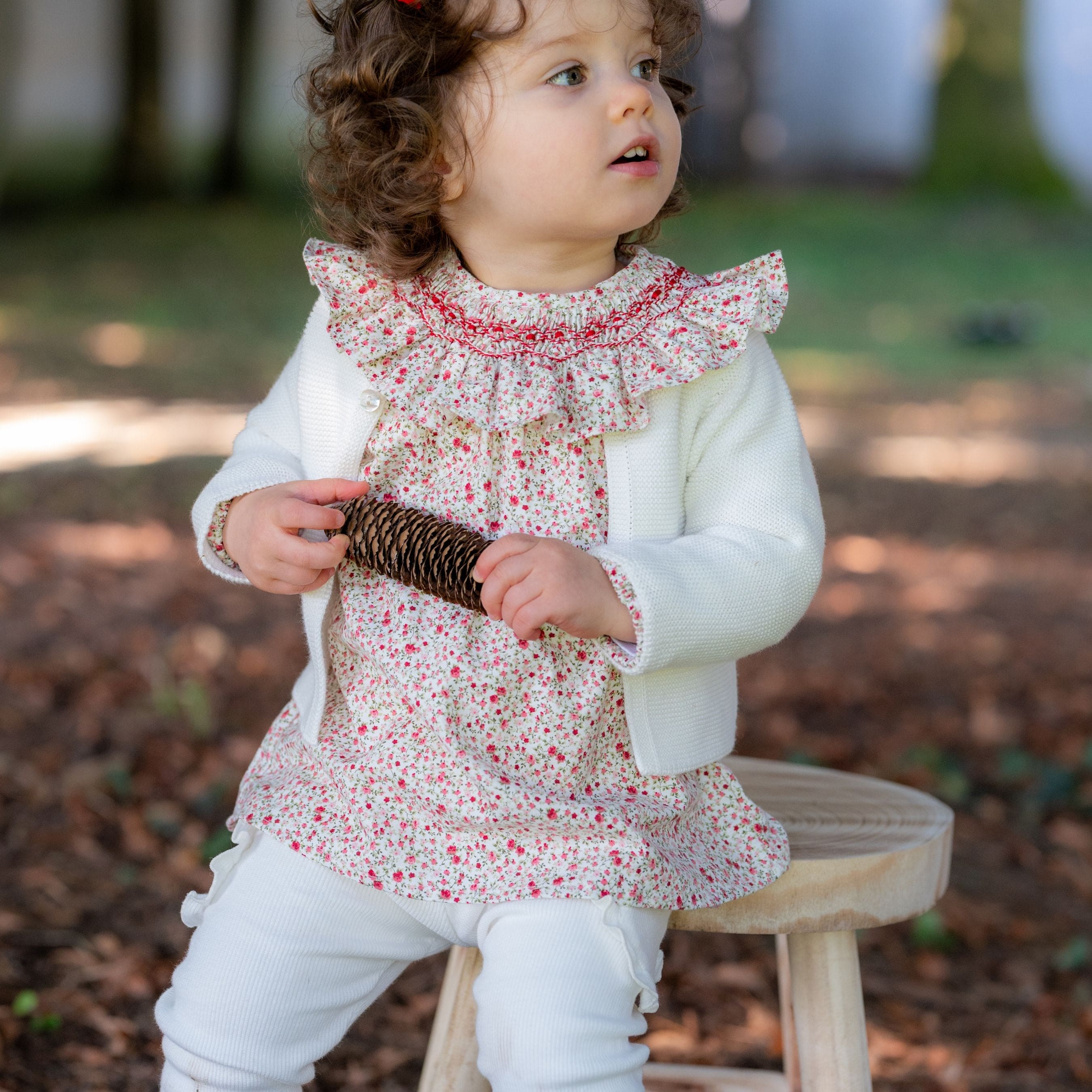 Coleen | Girls Ivory Cotton Ribbed Jersey Leggings