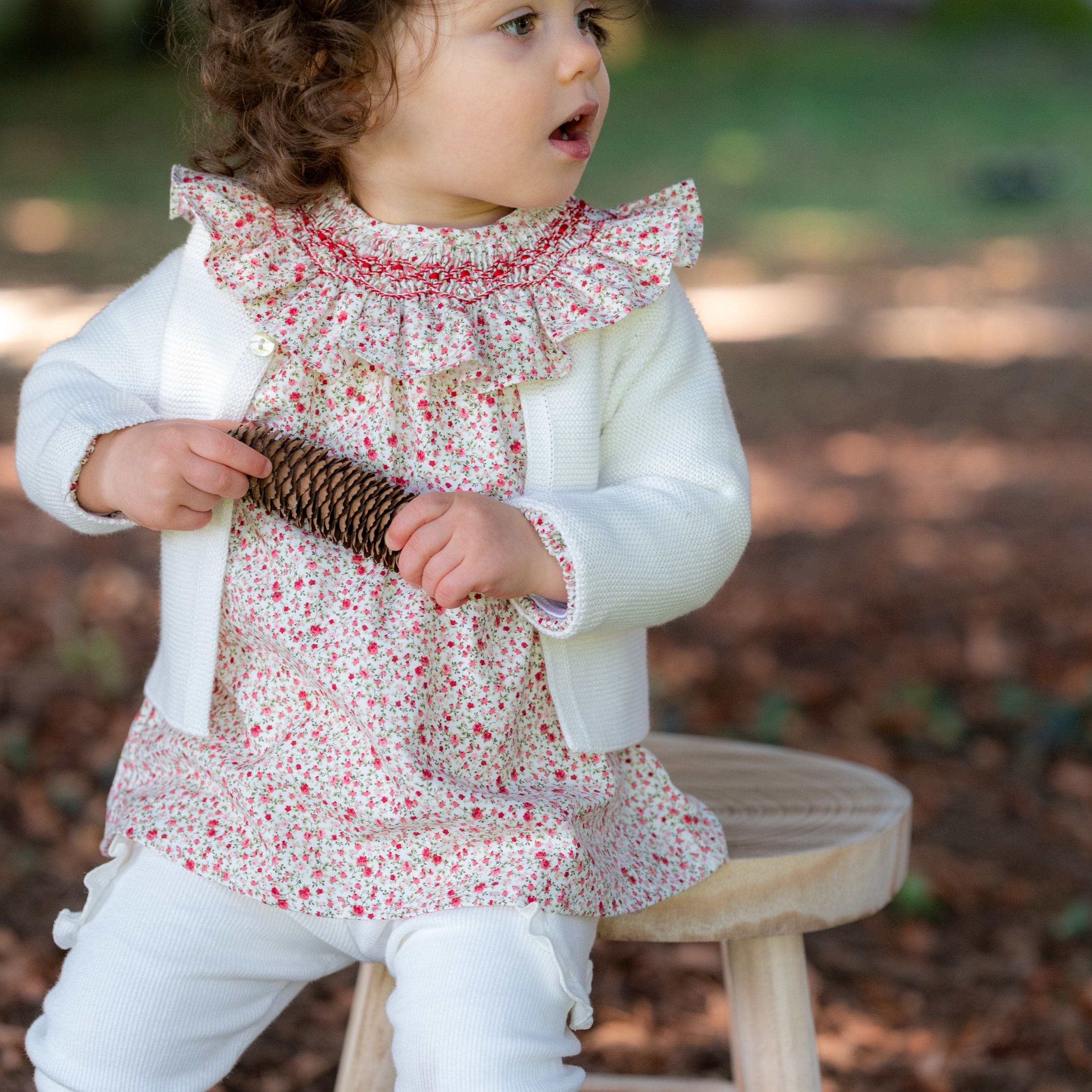 Coleen | Girls Ivory Cotton Ribbed Jersey Leggings