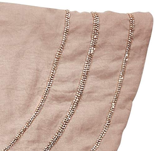 Handmade Concentric Nailhead Circles Linen Christmas Tree Skirt Natural 60"