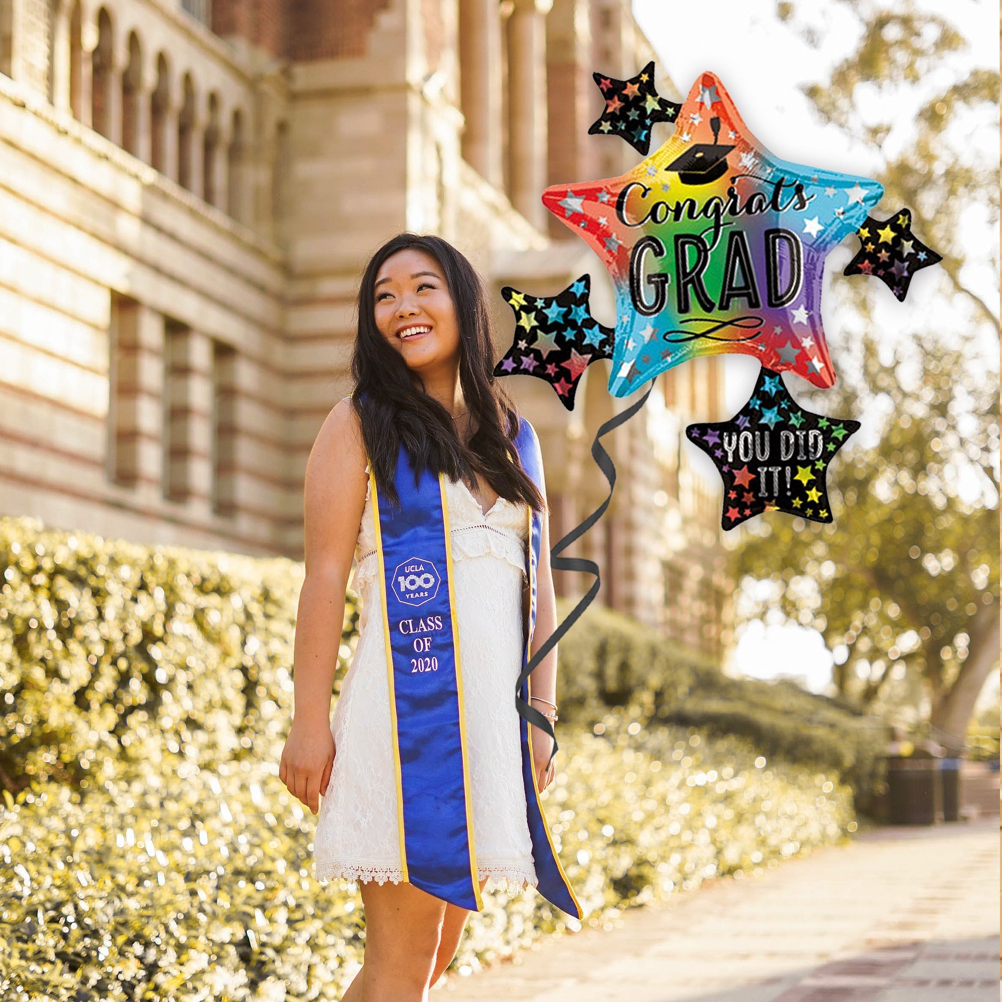 Congrats Grad Rainbow Star Balloon – 35" Mylar | Ellie’s Party Supply