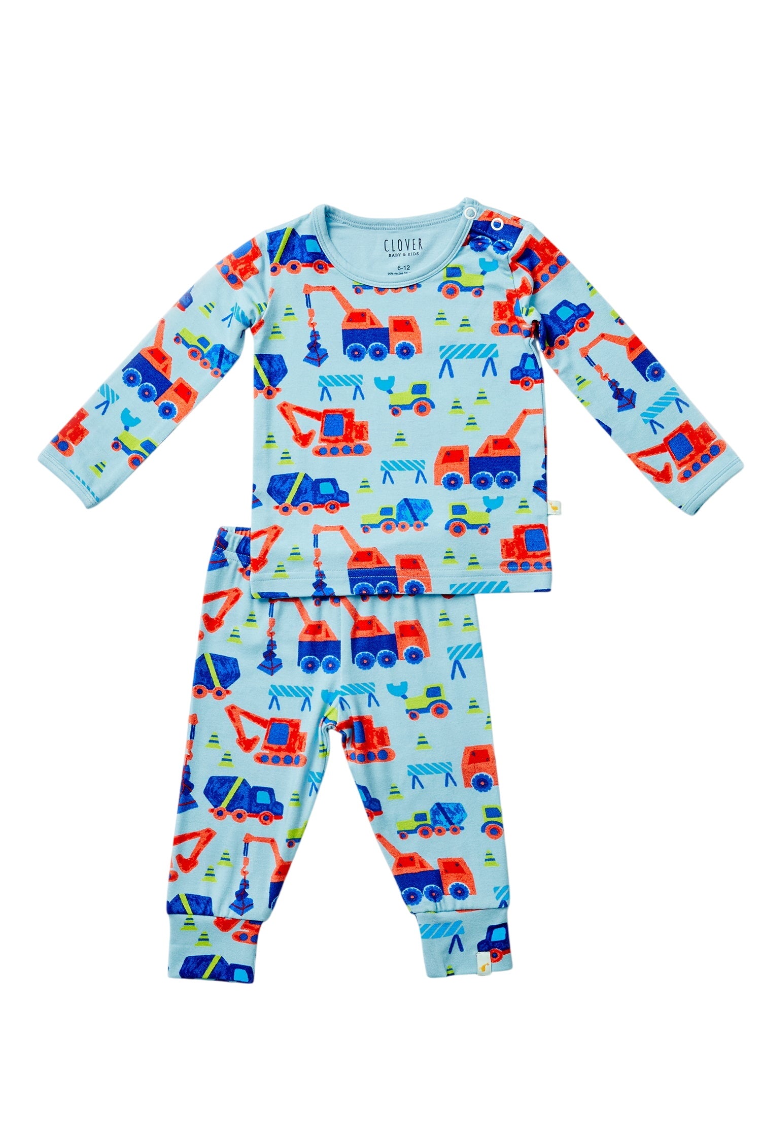 Long Sleeve Pajama Set - Construction Blue