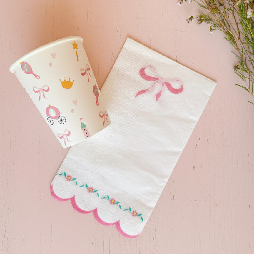 Pink Bow Coquette Luncheon Napkins (set Of 16)